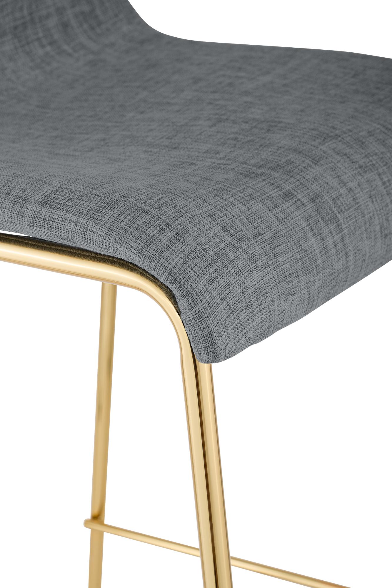 Set 2 Sgabelli Bar Hover in Tessuto, Gambe Effetto Oro