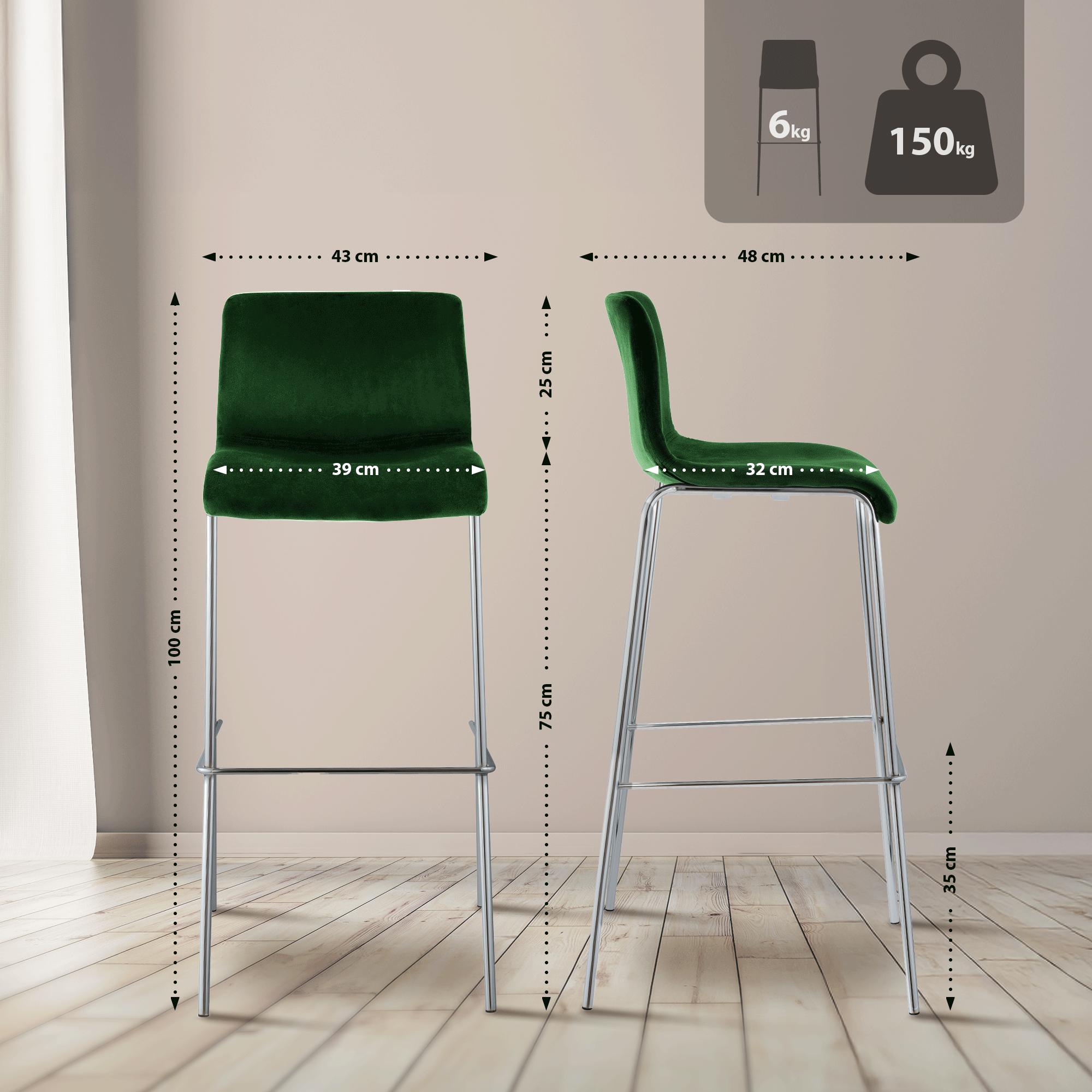 Sgabello da Bar Hover, Velluto, Gambe Cromate