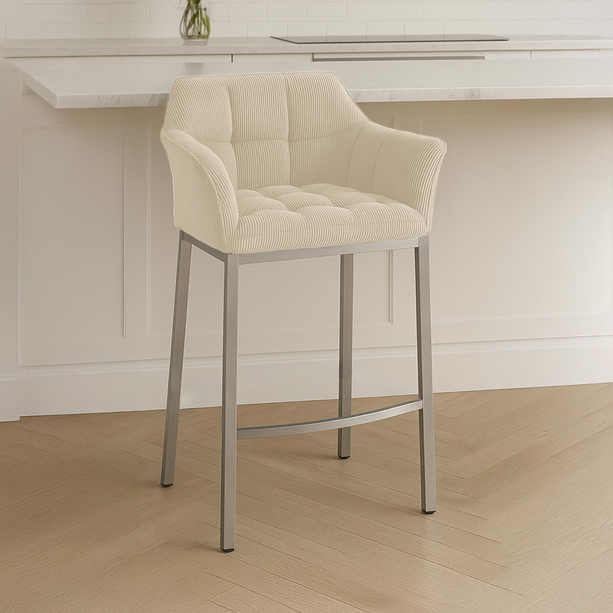 Sgabello Bar Damaso con Rivestimento In Corda e Base a Quattro Gambe