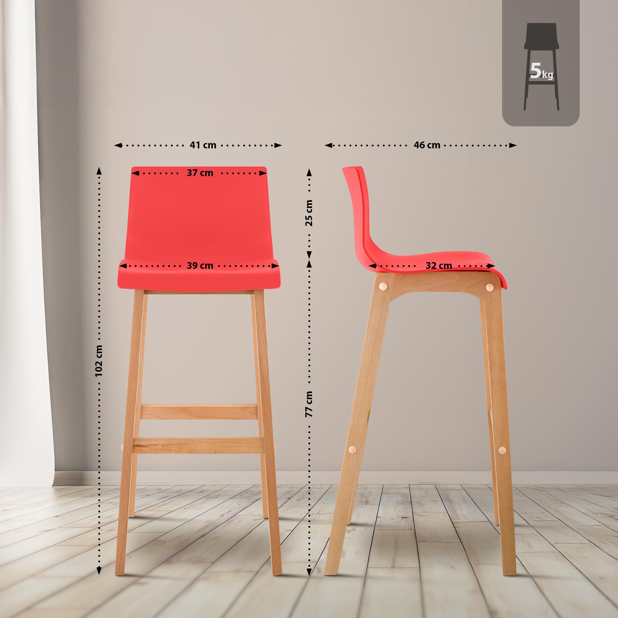 Set di 2 sgabelli da bar Hover in plastica con gambe a quattro piedi Natura
