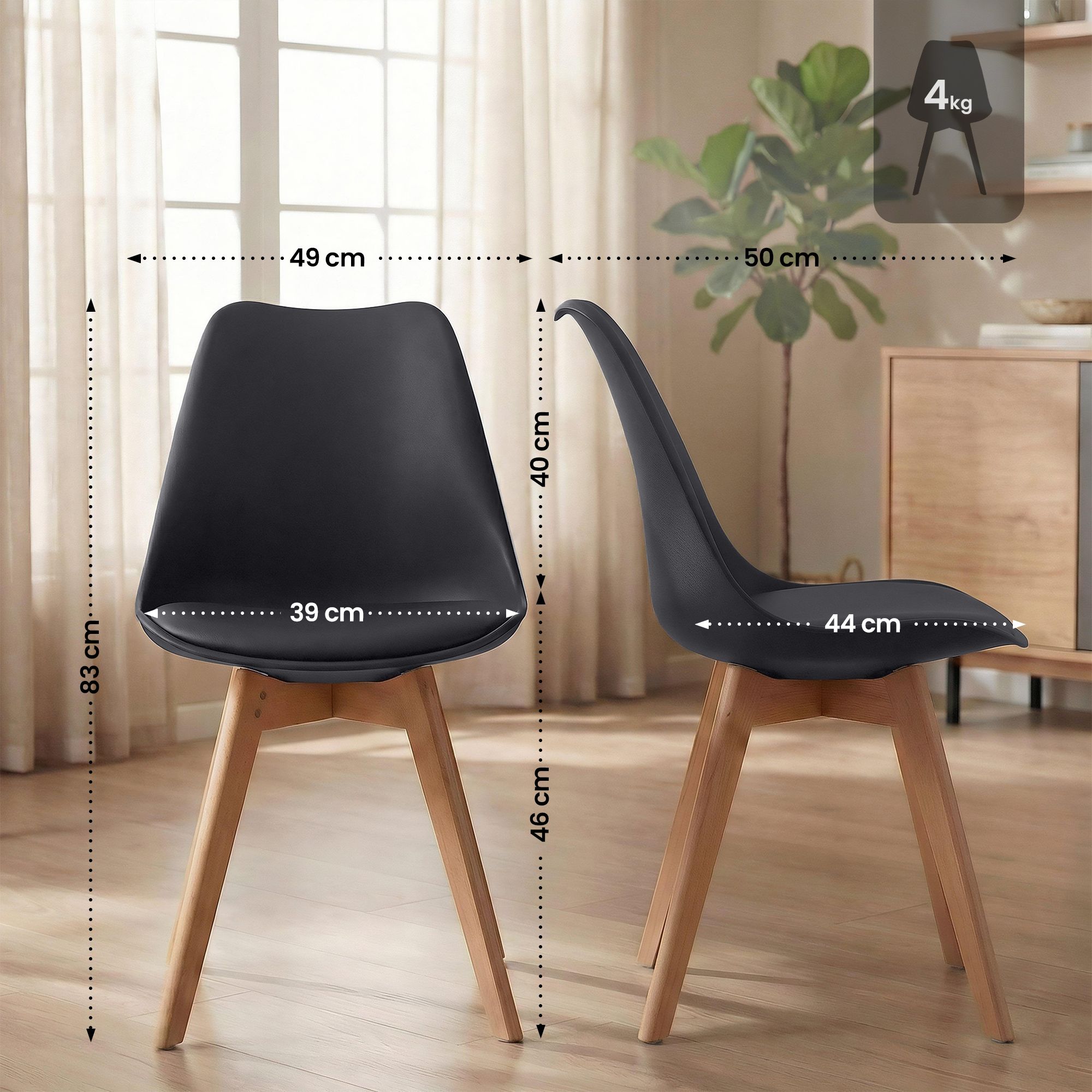 Set 4 sedie da pranzo Linares eleganti e confortevoli per ogni ambiente