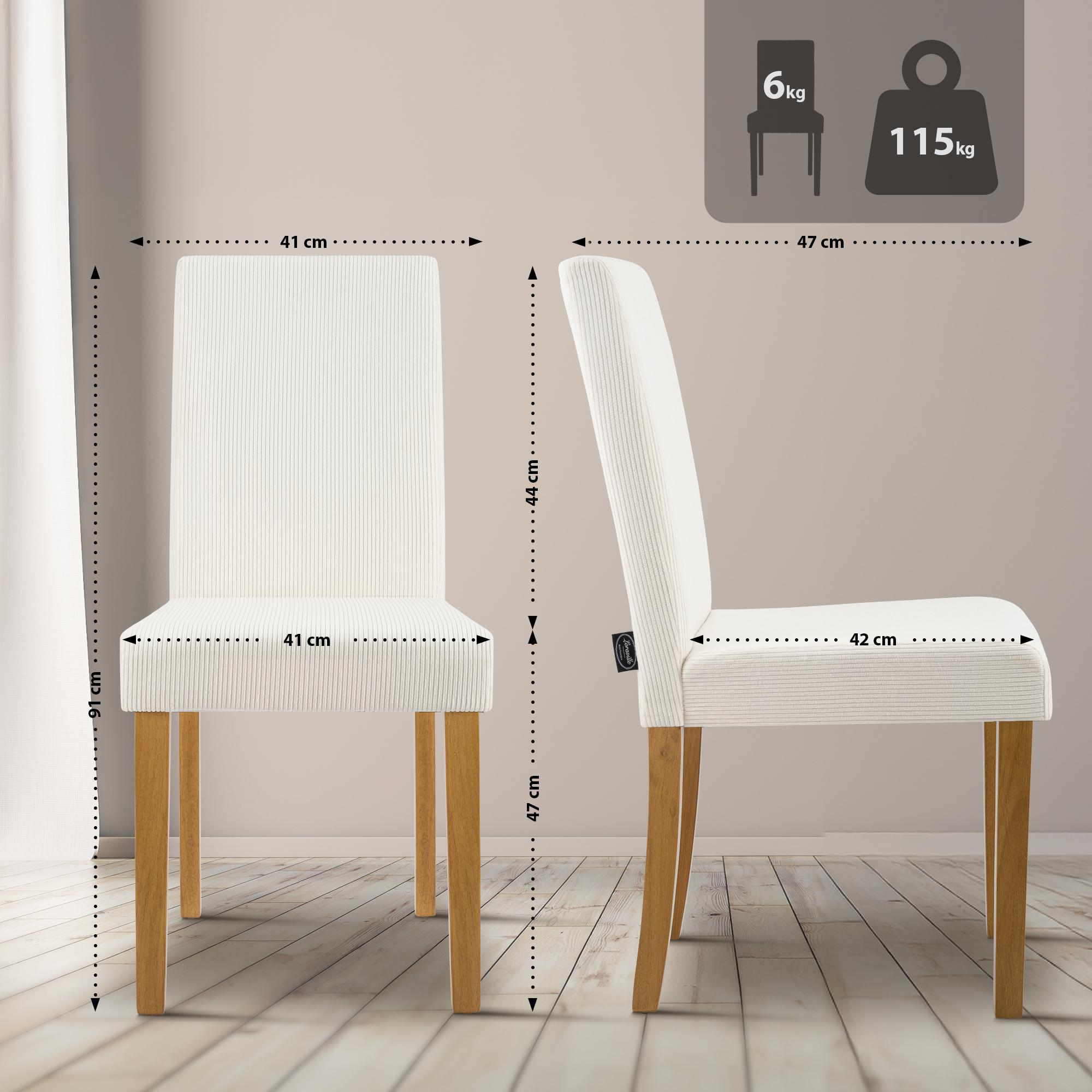 Set di 2 Sedie da Sala da Pranzo Ina in Velluto a Coste