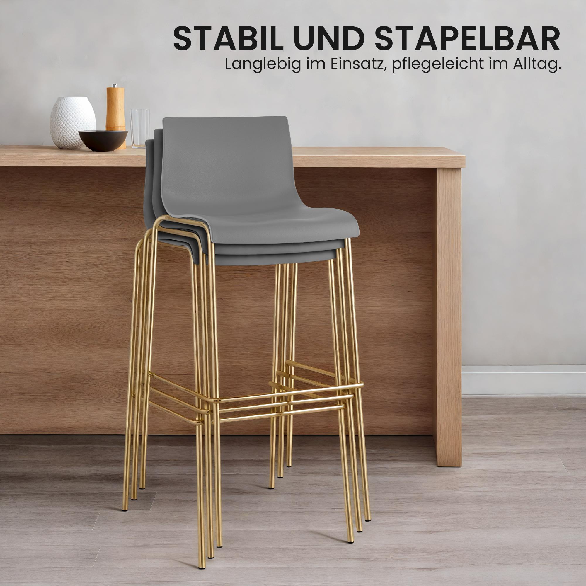 Set da 2 sgabelli da bar Hover in plastica con base a 4 gambe color oro