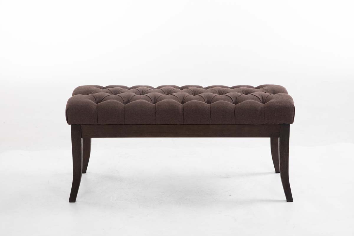 Panca design RAMSES in legno scuro antico e tessuto
