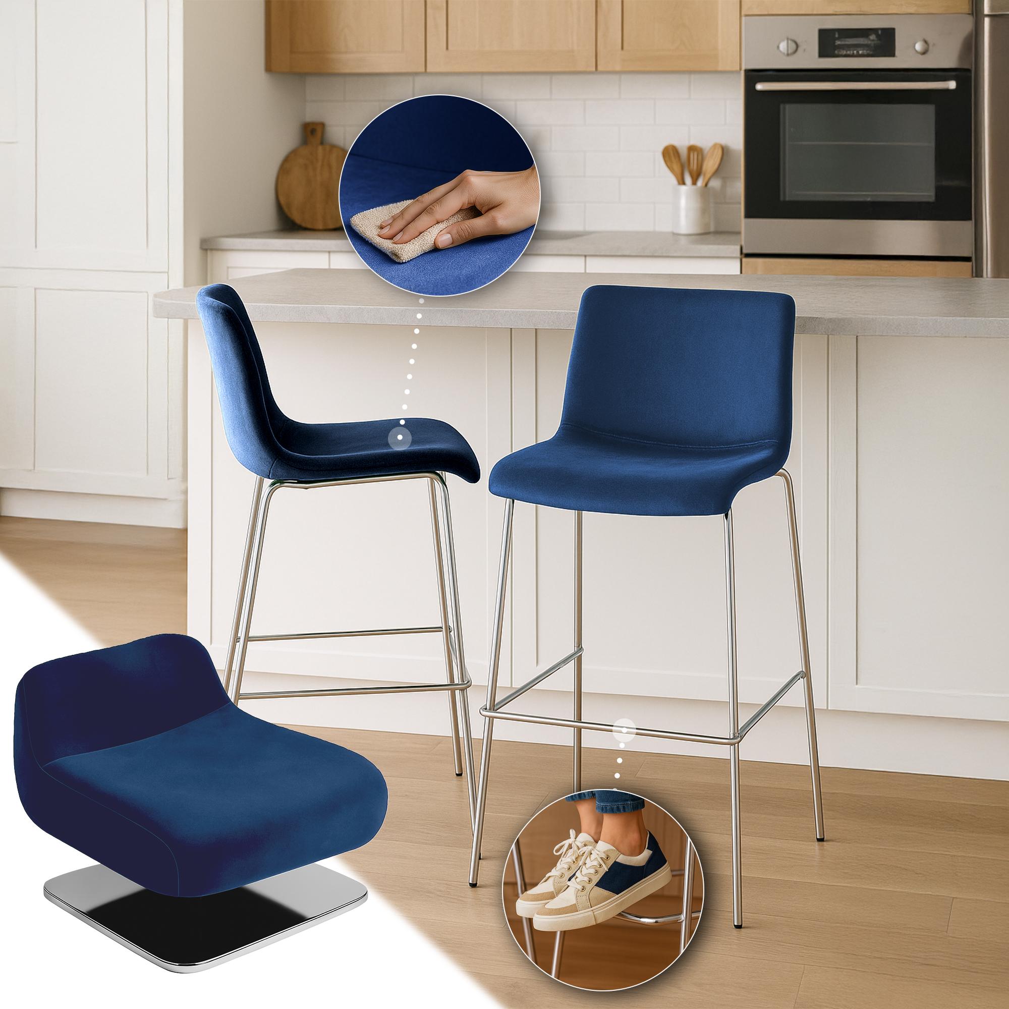 Sgabello da Bar Hover, Velluto, Gambe Cromate