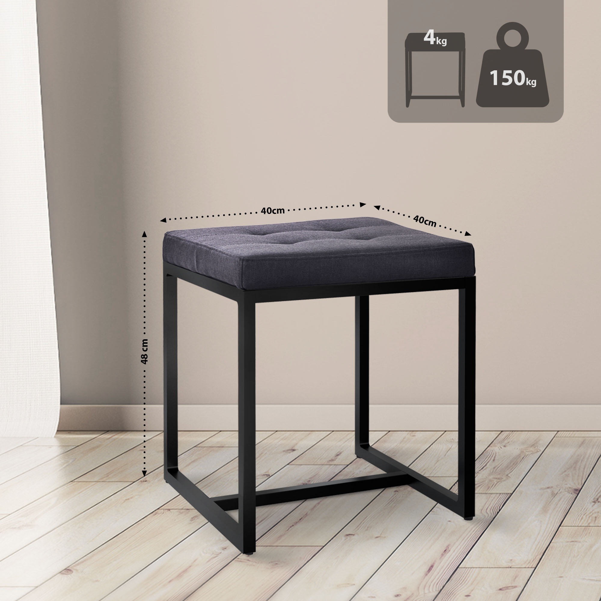 Sgabello Barci con struttura nera