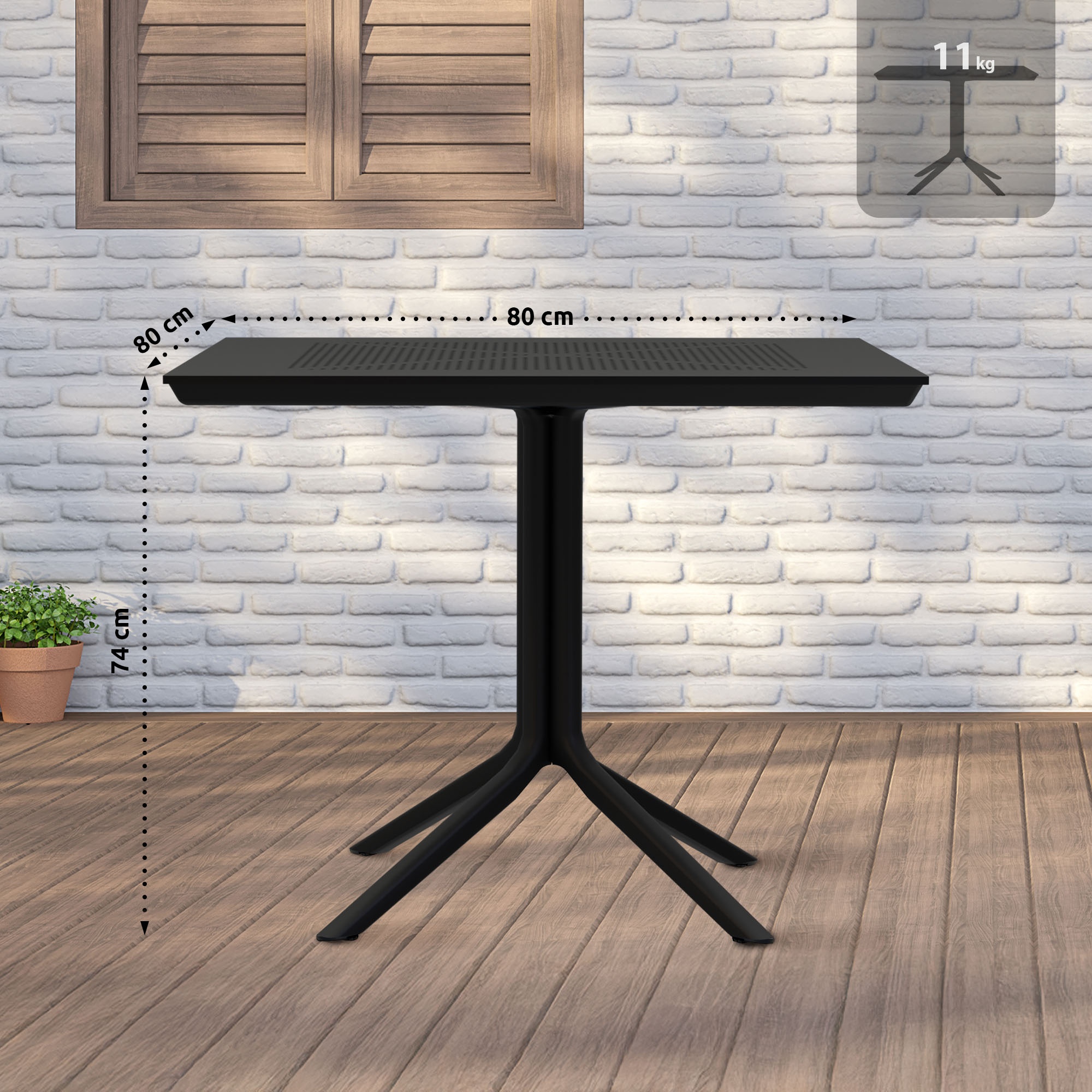 Tavolo da giardino Lenval 80x80 cm Tavolo da esterno in bianco o nero
