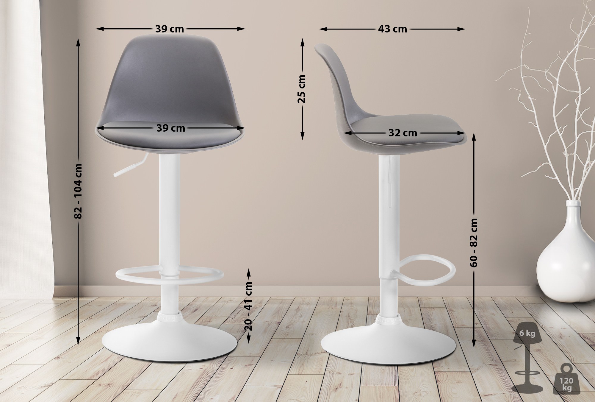 Sgabello di design KIEL in polipropilene e similpelle