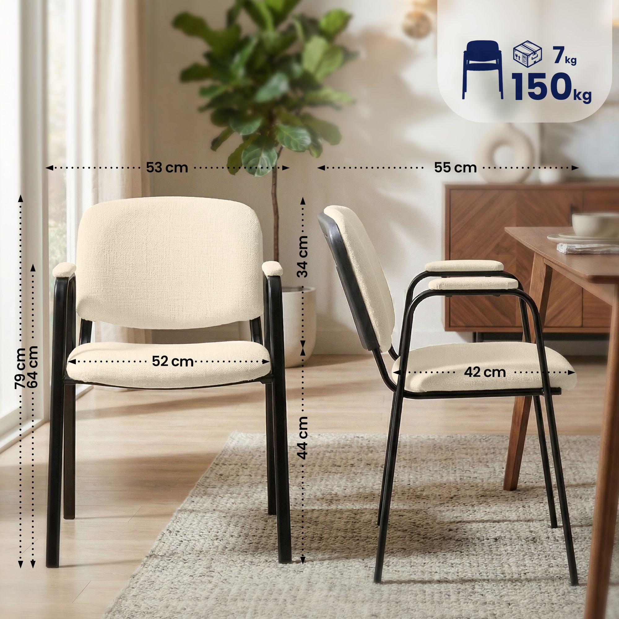Set 4 Sedie Impilabili Ken Pro in Tessuto