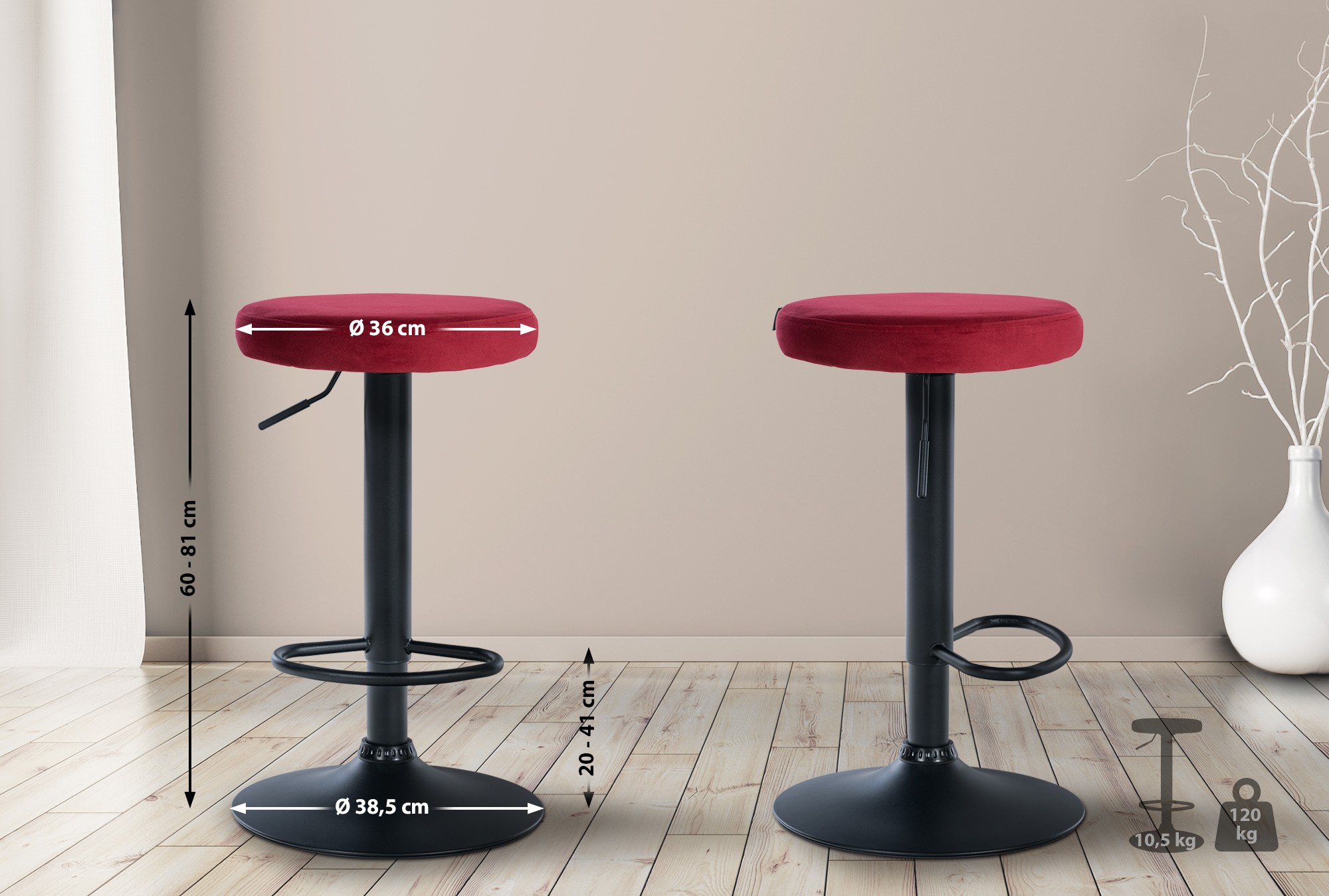 Set di 2 sgabelli da bar Ponte velvet