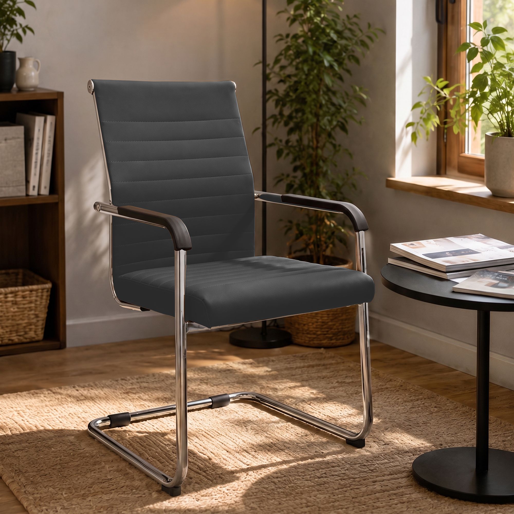 Sedia cantilever Hakon in similpelle