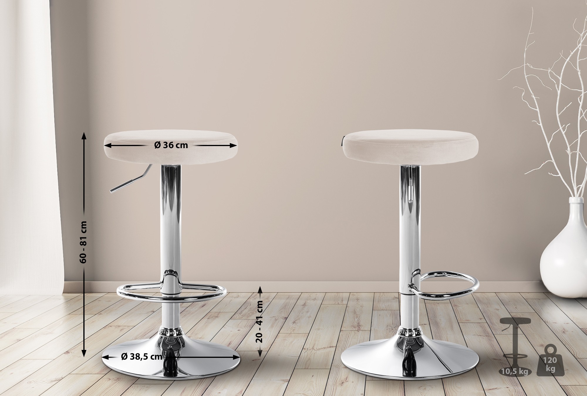 Set di 2 sgabelli da bar Ponte velvet