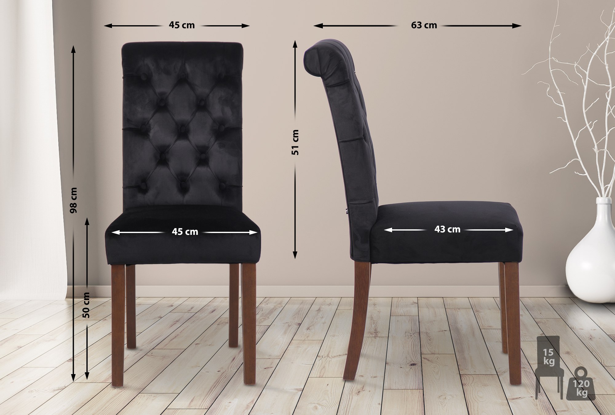 Sedia da cucina Lisburn design Chesterfield