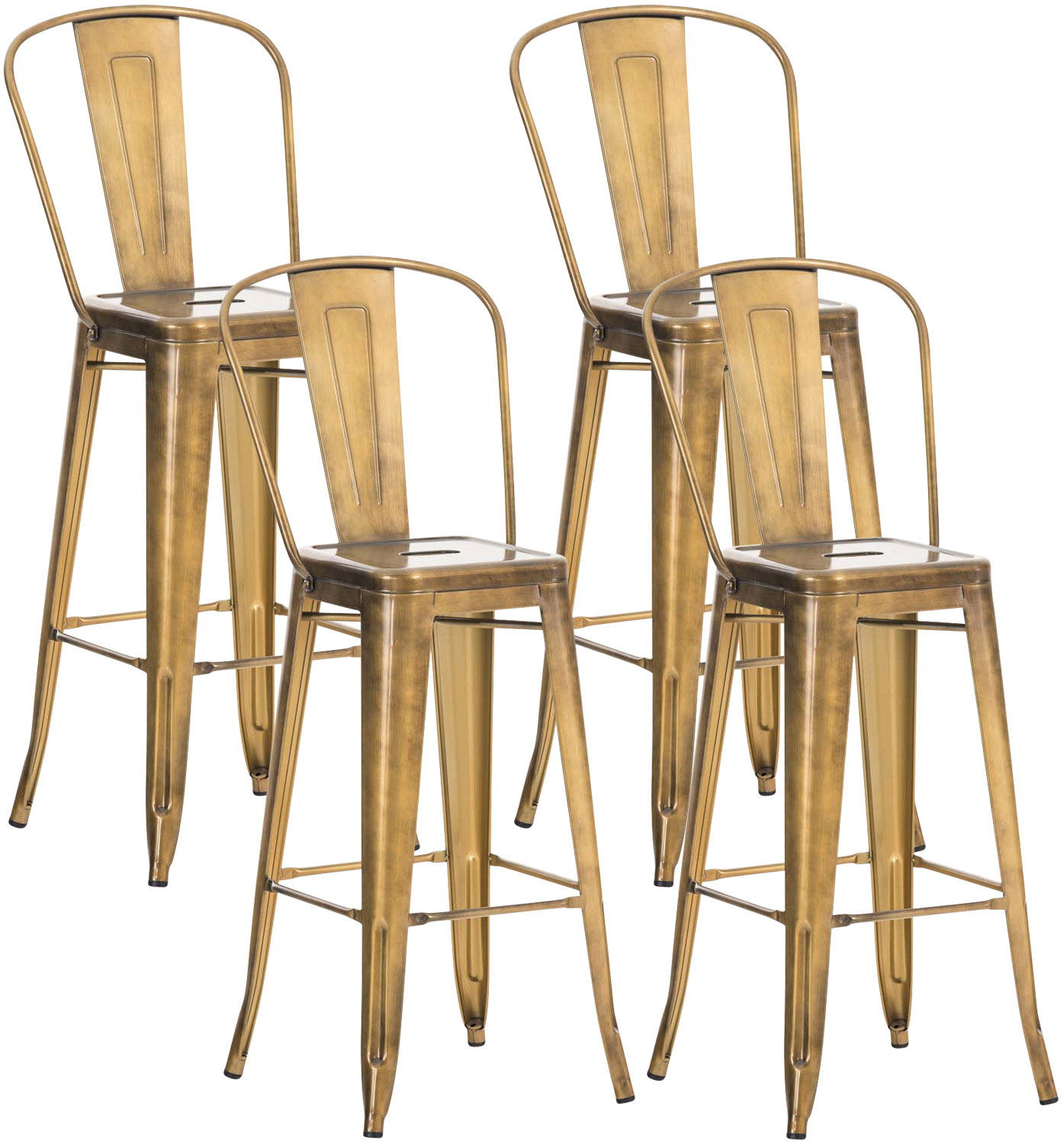 Set 4 Sgabelli Con Schienale Aiden In Metallo