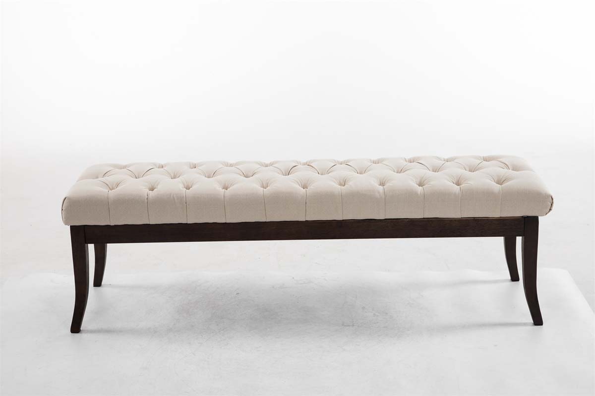 Panca design RAMSES in legno scuro antico e tessuto