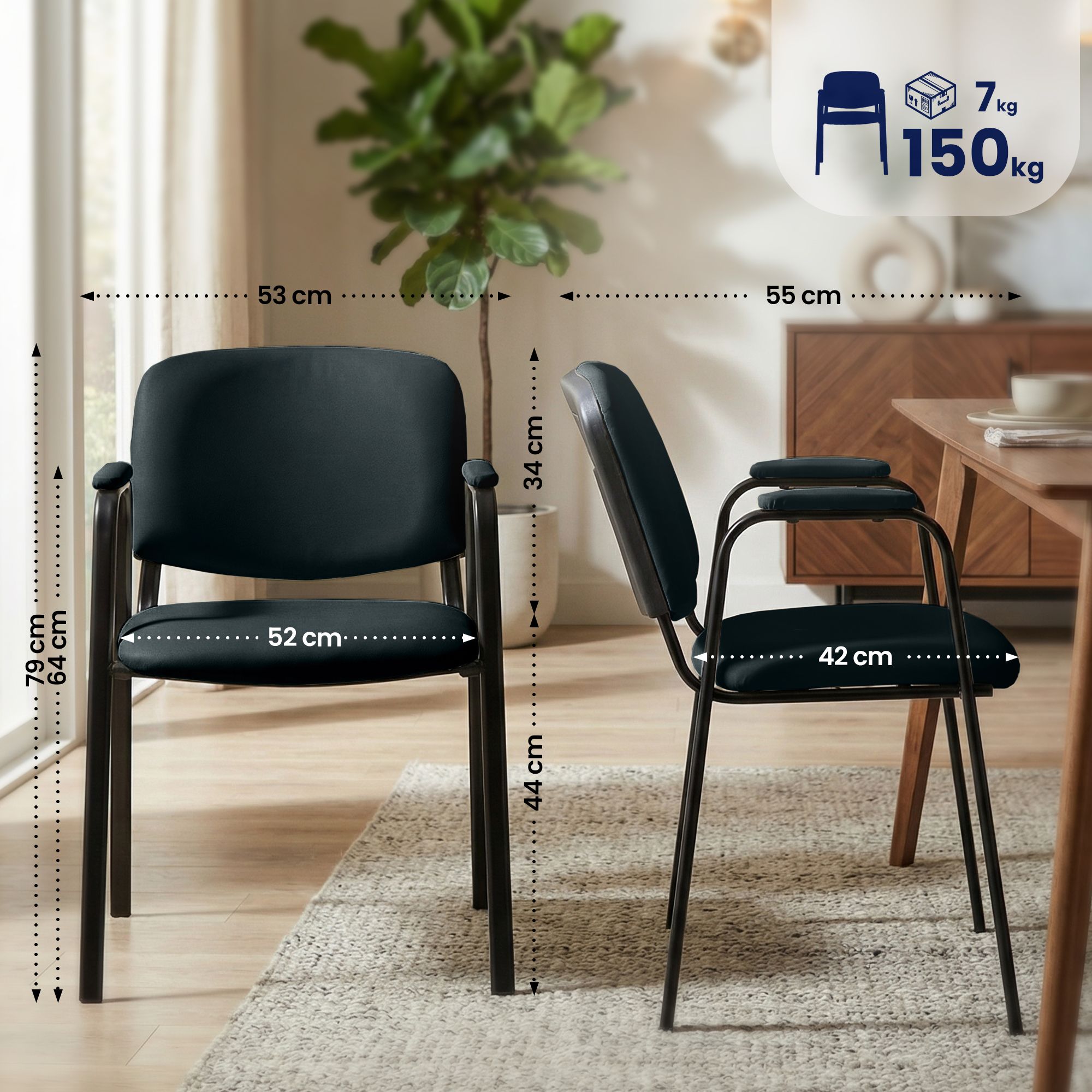 Set di 4 Sedie Impilabili Ken Pro in Ecopelle