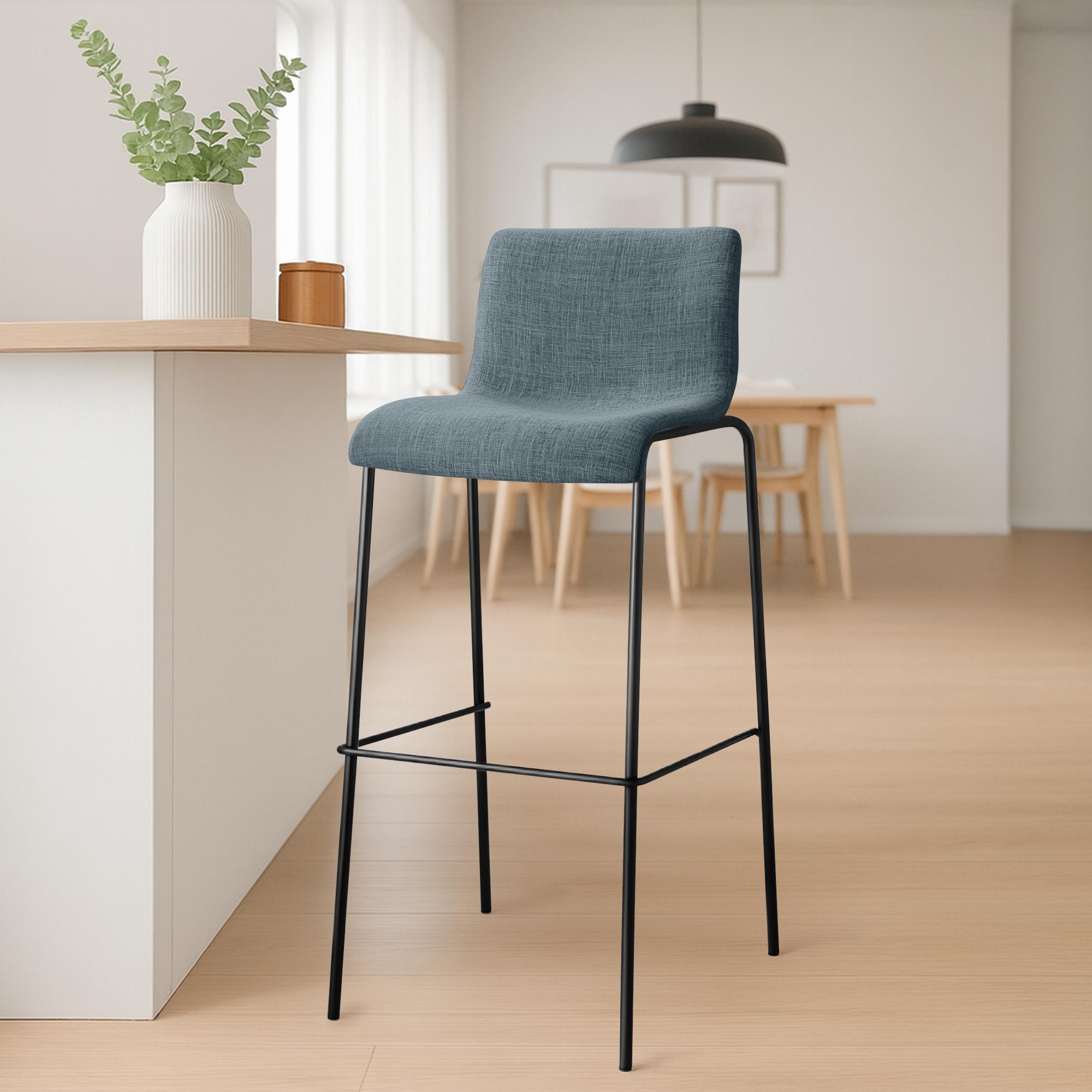 Set da 2 sgabelli da bar Hover in tessuto con base a 4 gambe