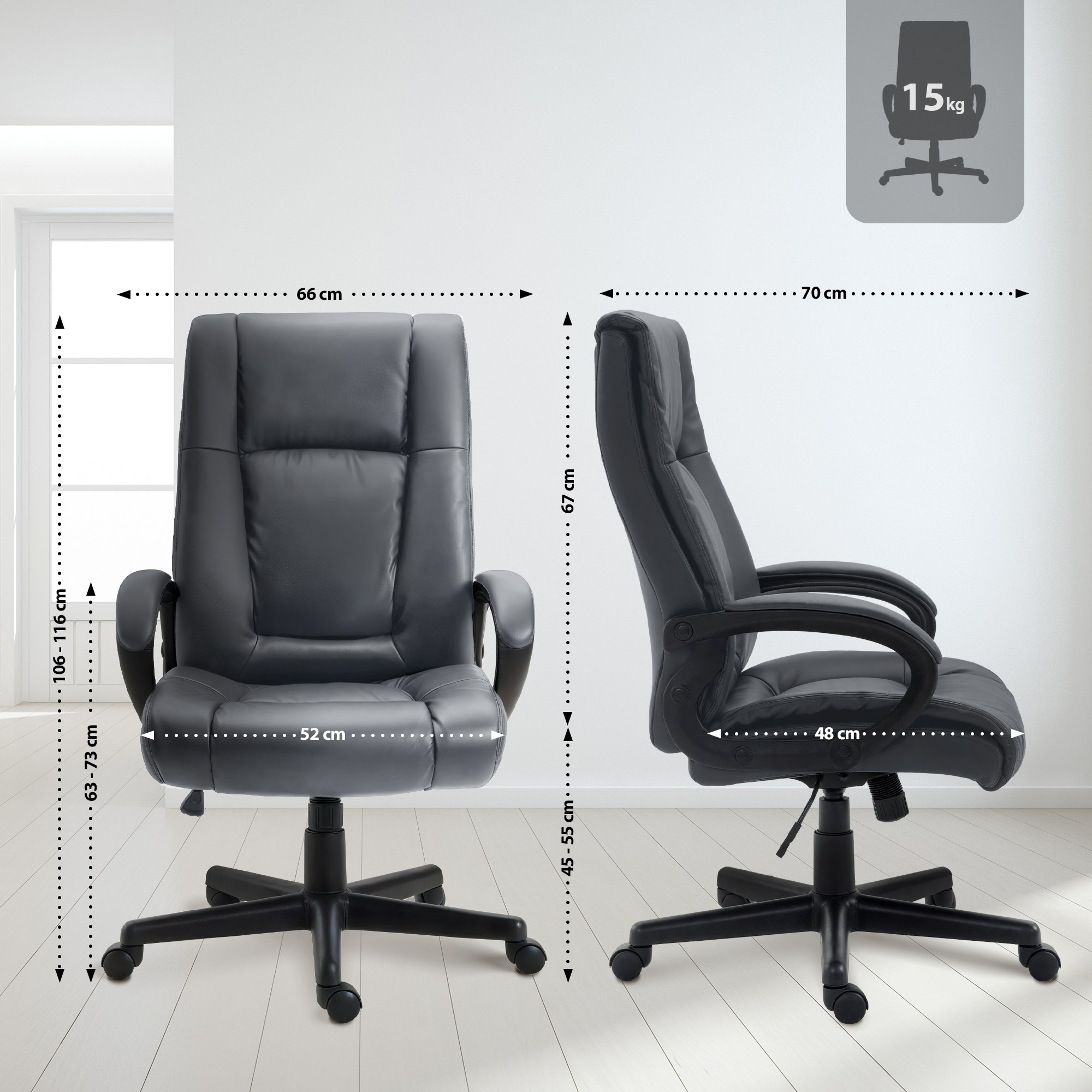 Sedia da ufficio XL Sparta in similpelle