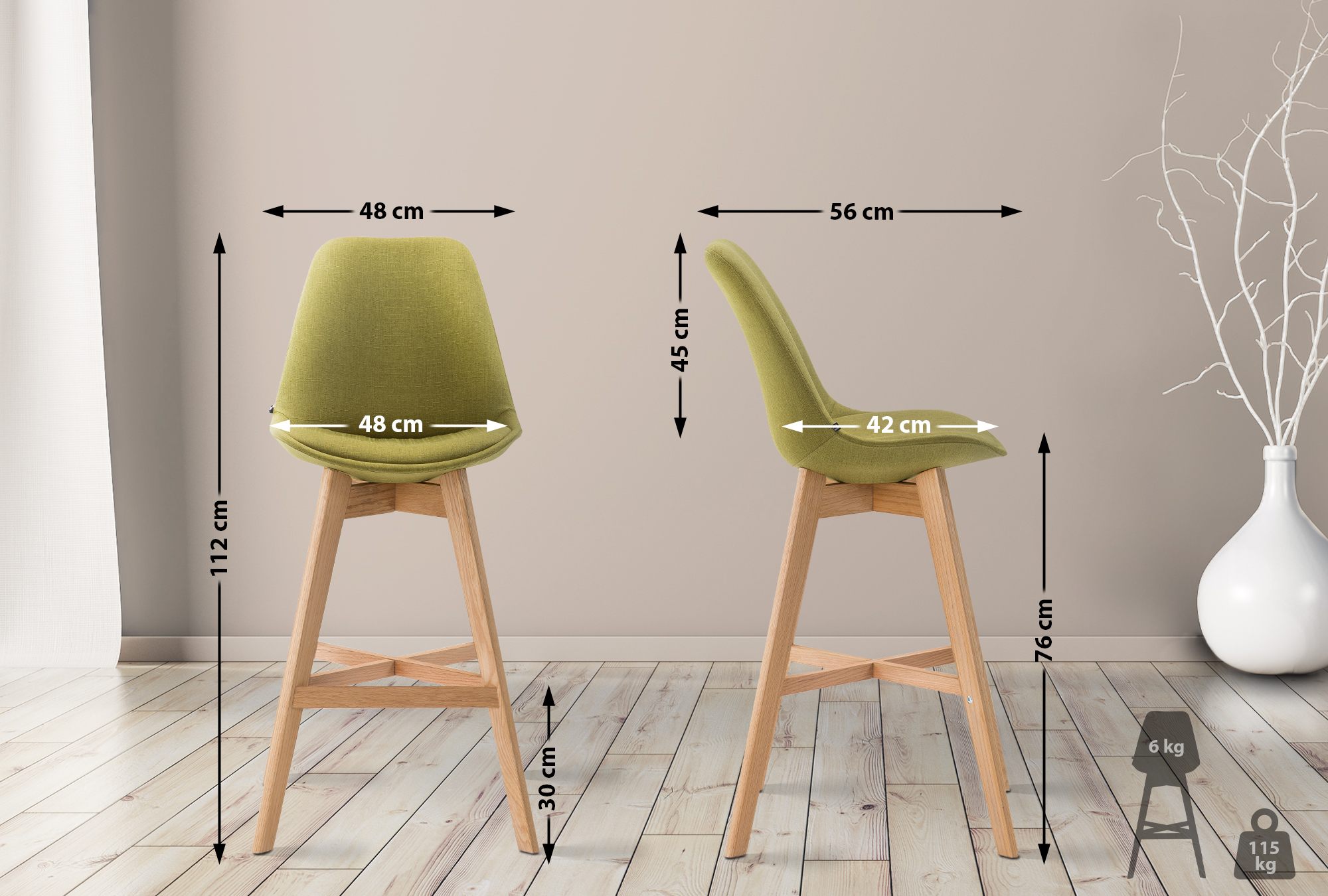 2 Sgabelli Design CANNES in Tessuto