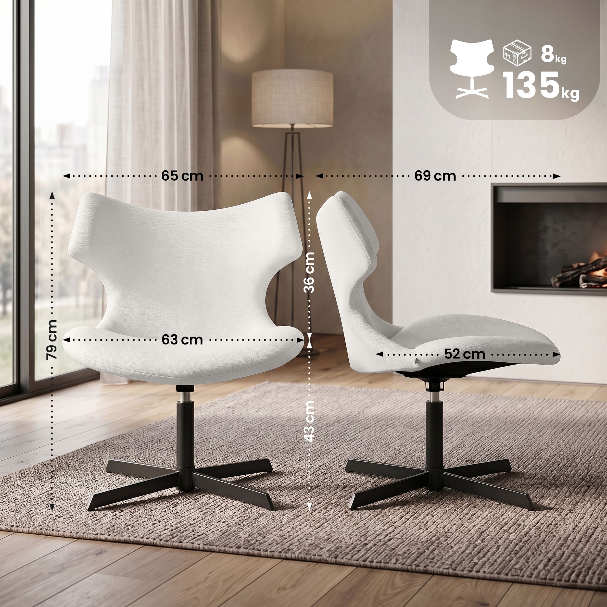Set di 2 Poltroncine Lounge Welland Effetto Pelle