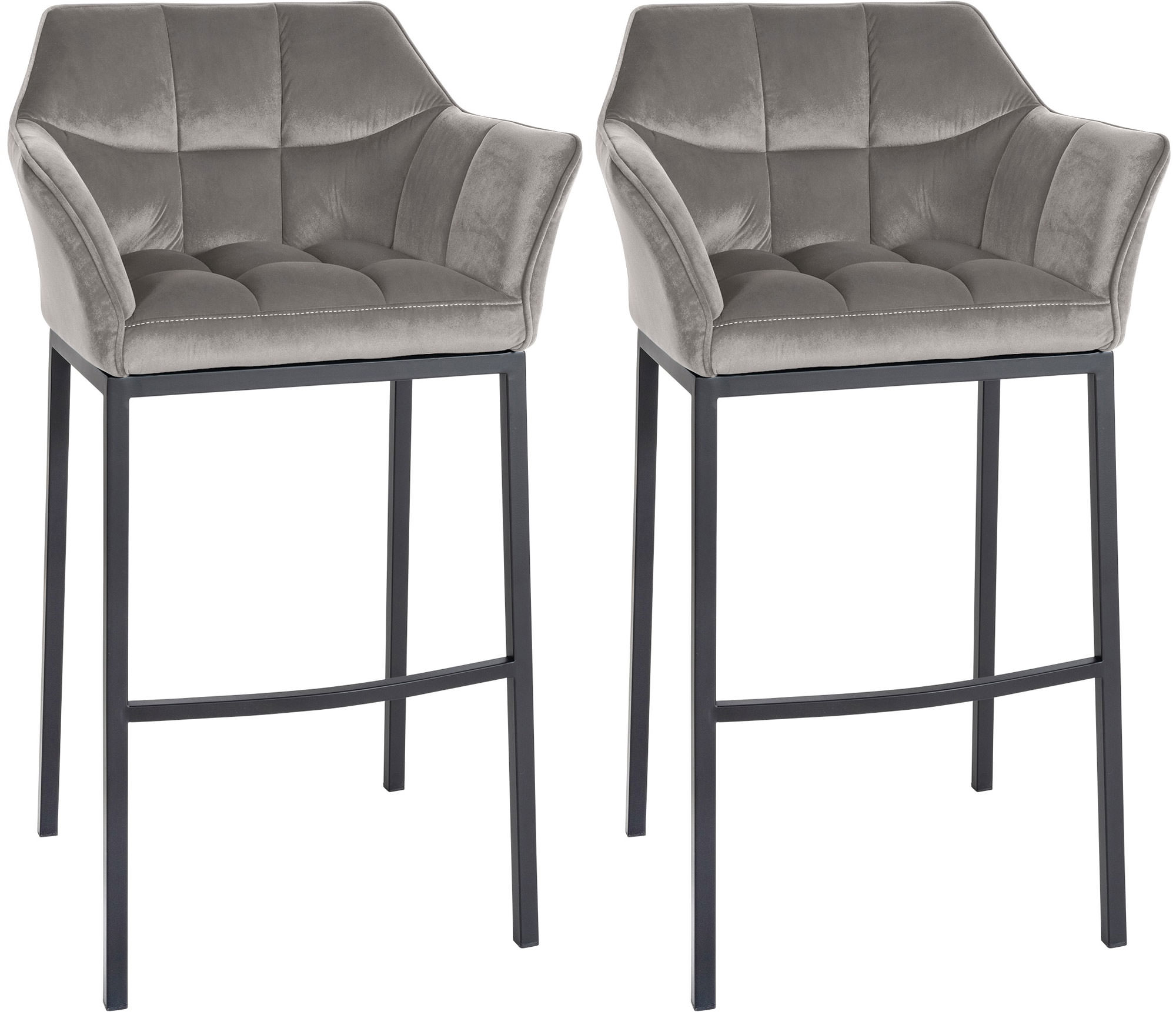 Set di 2 sgabelli bar Damaso in velluto con base a quattro gambe