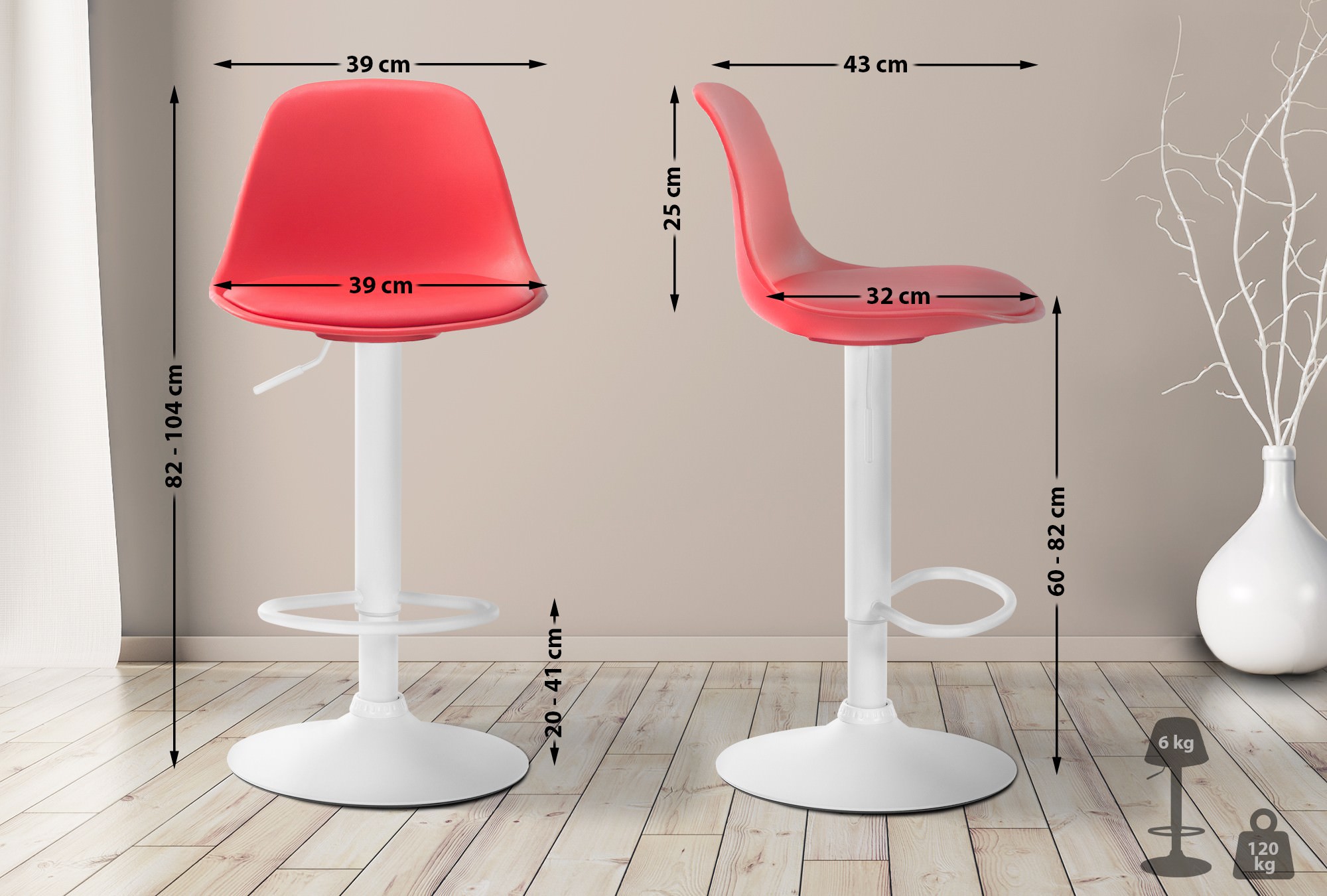 Sgabello di design KIEL in polipropilene e similpelle