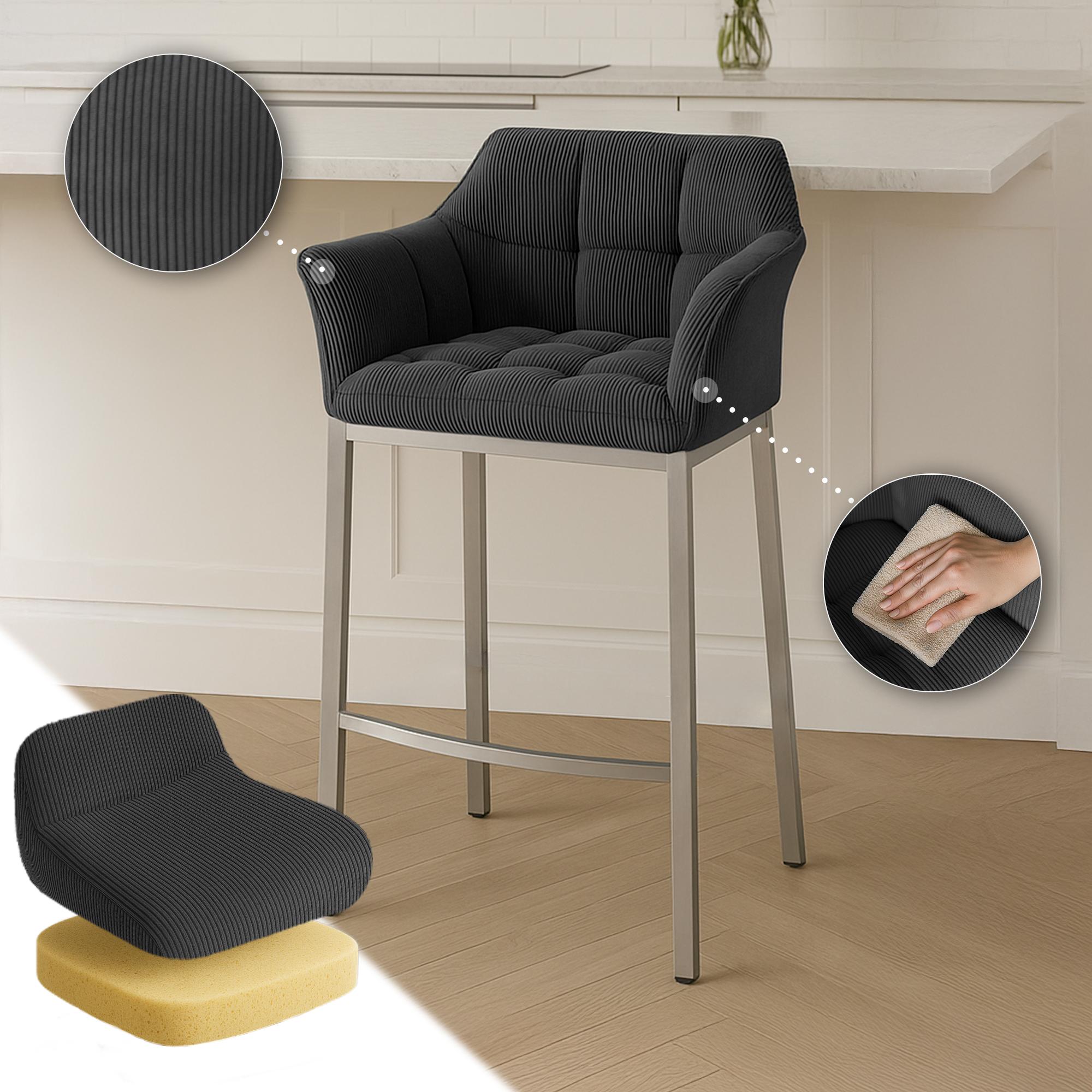 Sgabello Bar Damaso con Rivestimento In Corda e Base a Quattro Gambe