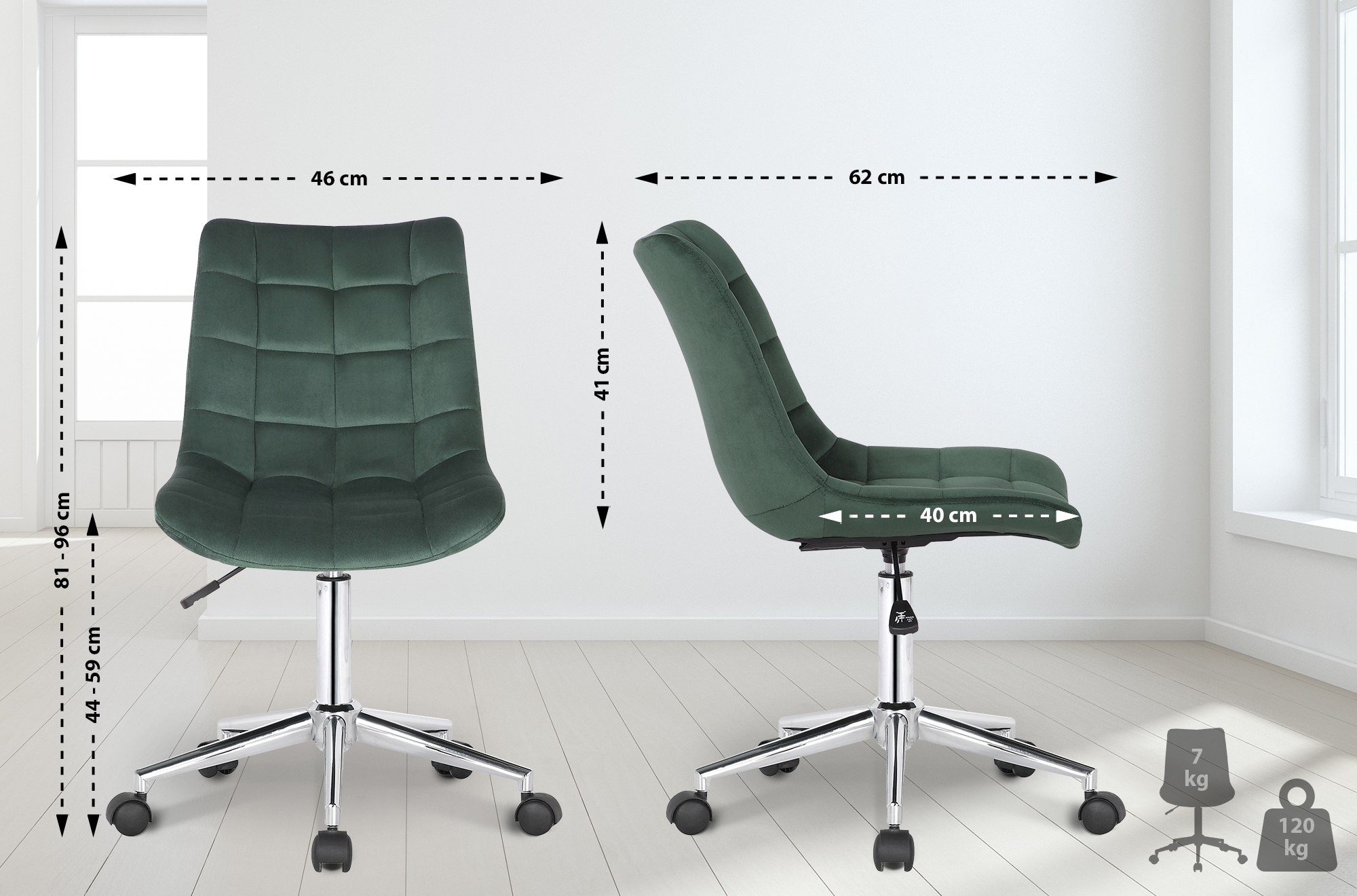Sedia da ufficio Medford in velluto