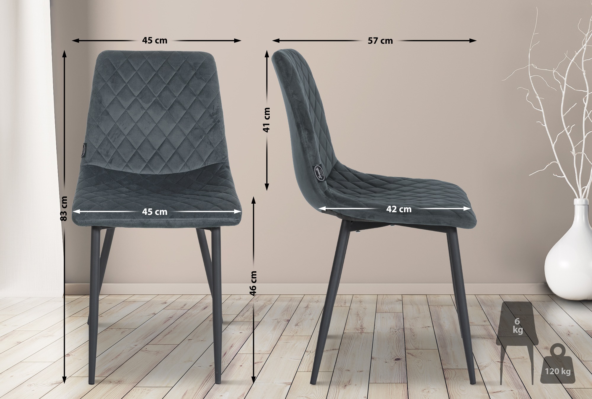 Set di 4 sedie Telde Velvet