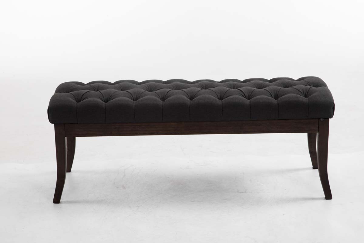 Panca design RAMSES in legno scuro antico e tessuto