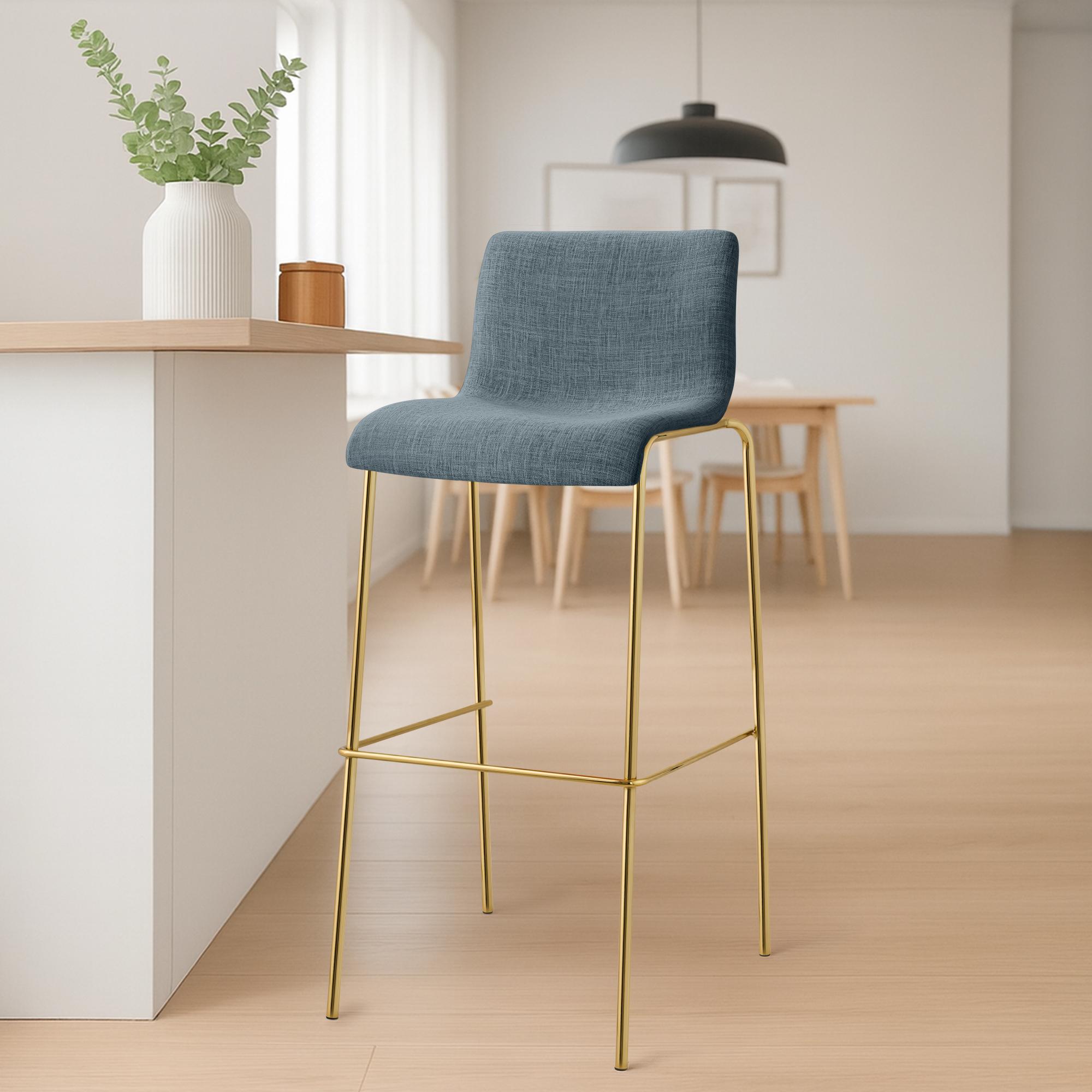 Sgabello Bar Hover Tessuto Base a Quattro Gambe Effetto Oro