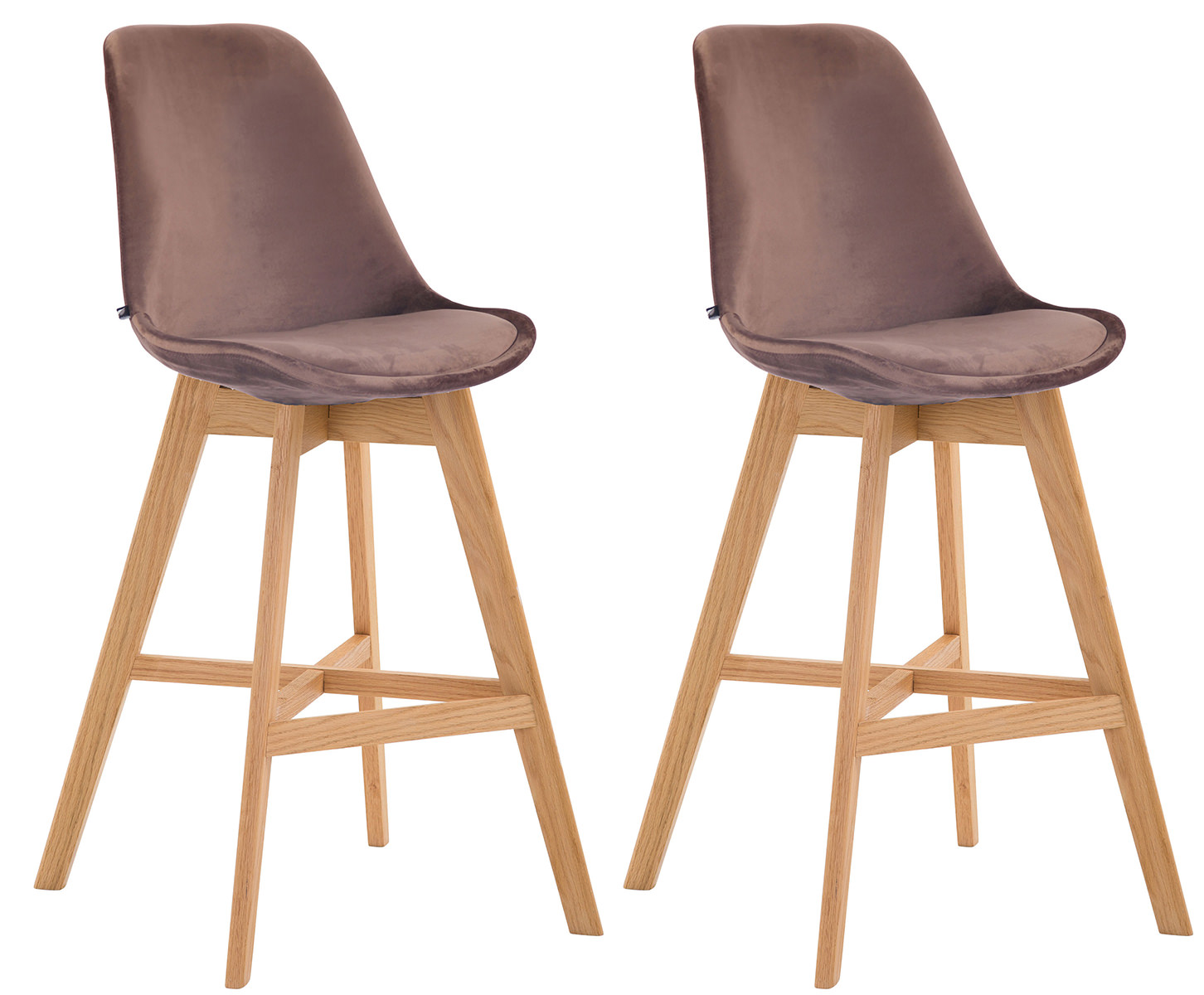 Set 2 Sgabelli Cucina Cannes In Velluto E Legno