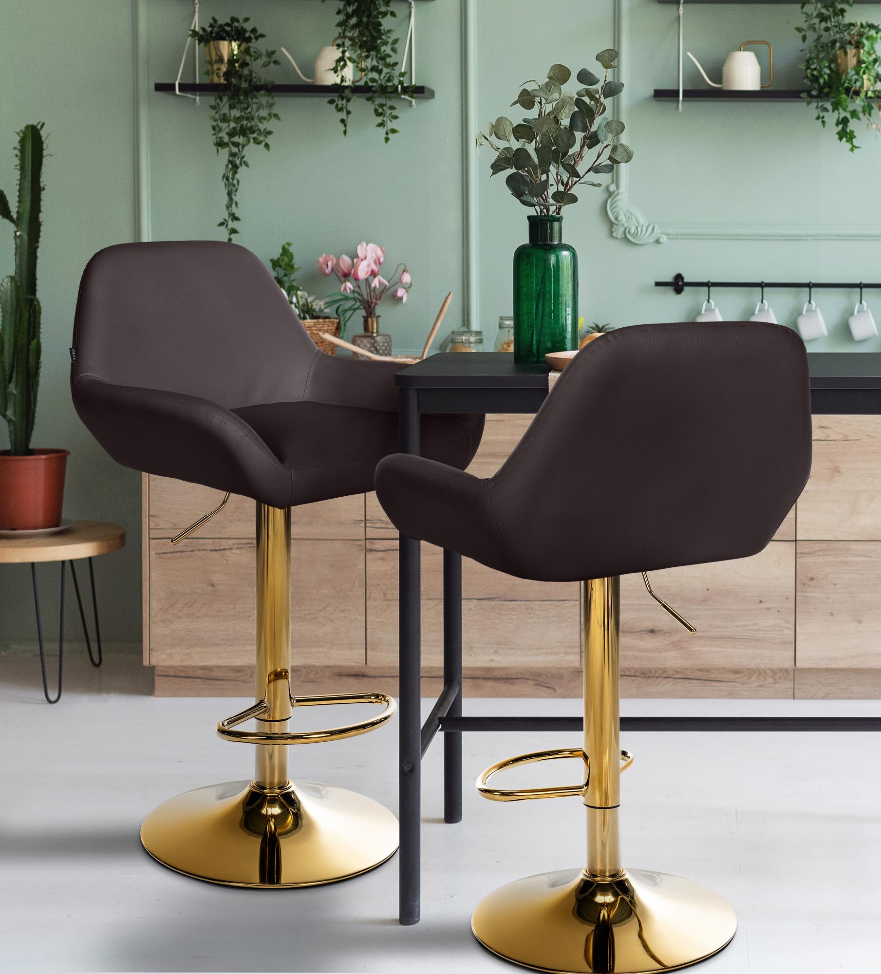 Set di 2 sgabelli da bar Braga in ecopelle oro