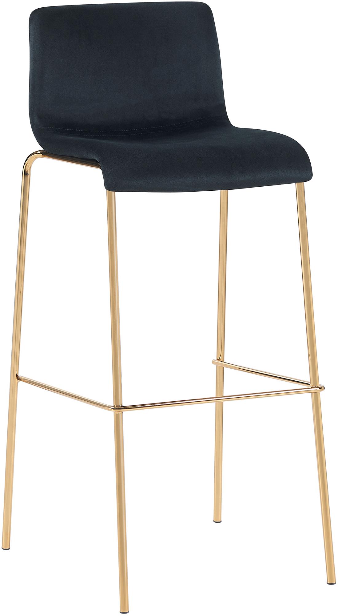 Sgabello da bar Hoover in velluto con struttura a quattro gambe oro