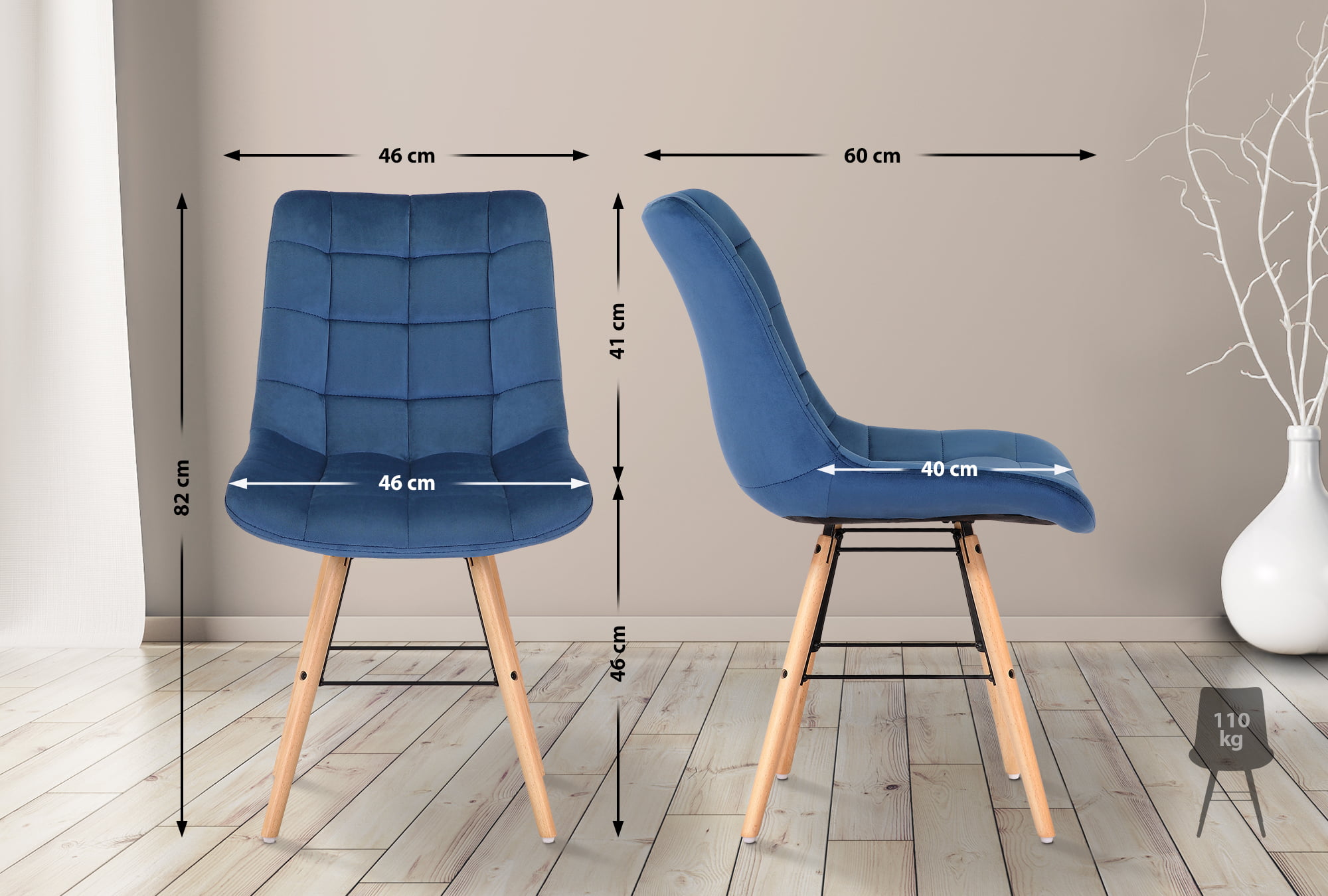 Set di 2 sedie da pranzo Leni Velvet