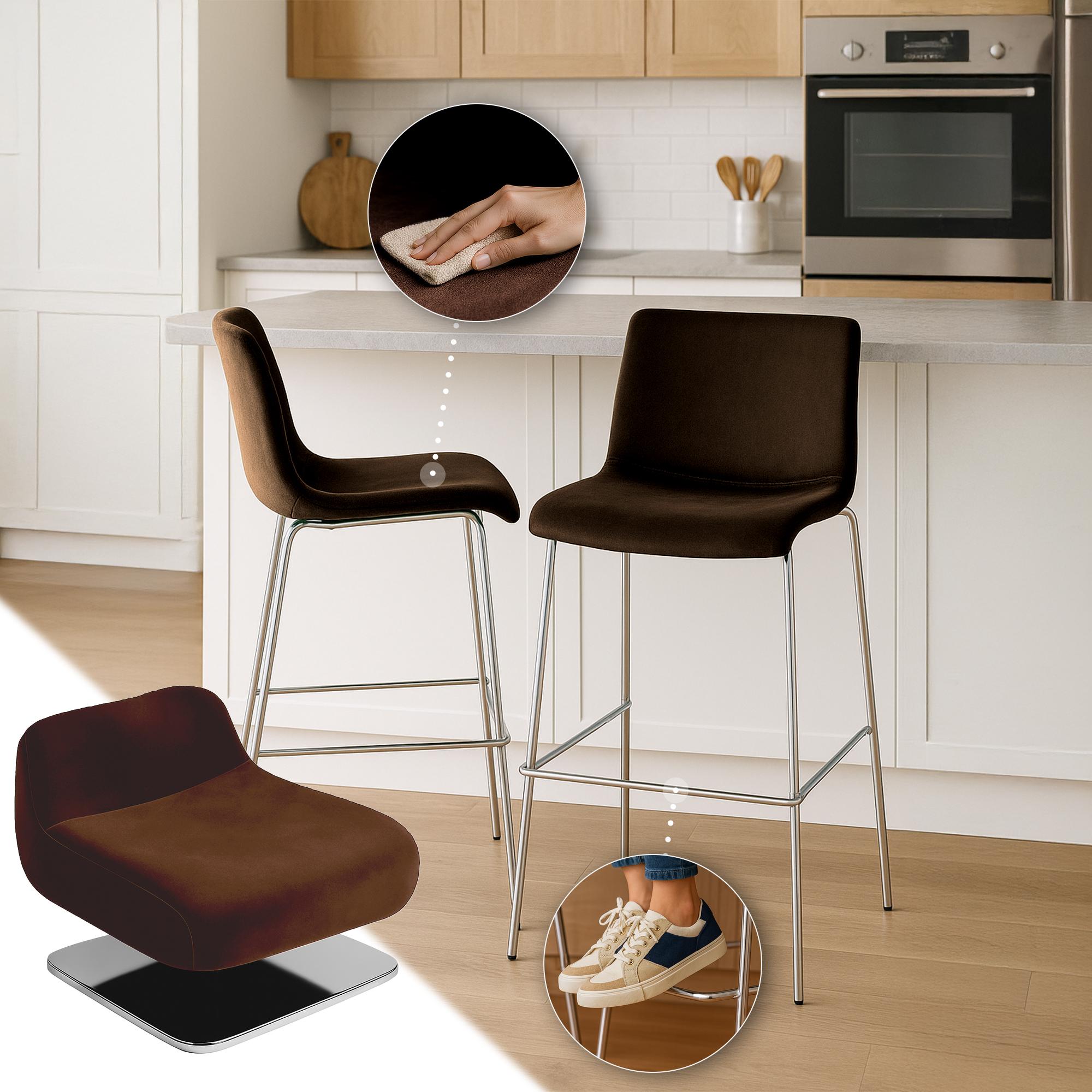 Sgabello da Bar Hover, Velluto, Gambe Cromate