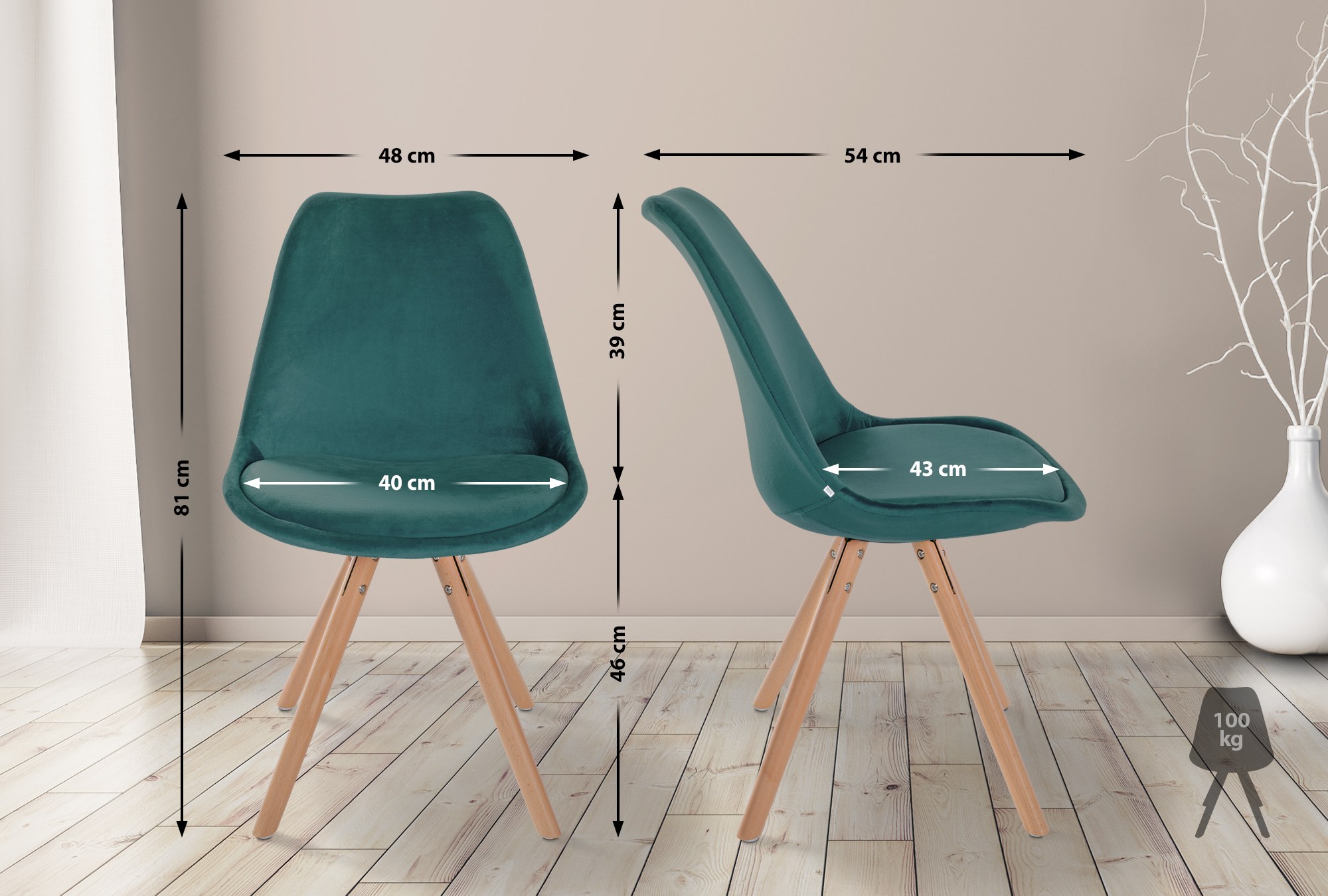 Set di 4 sedie Sofia Velvet