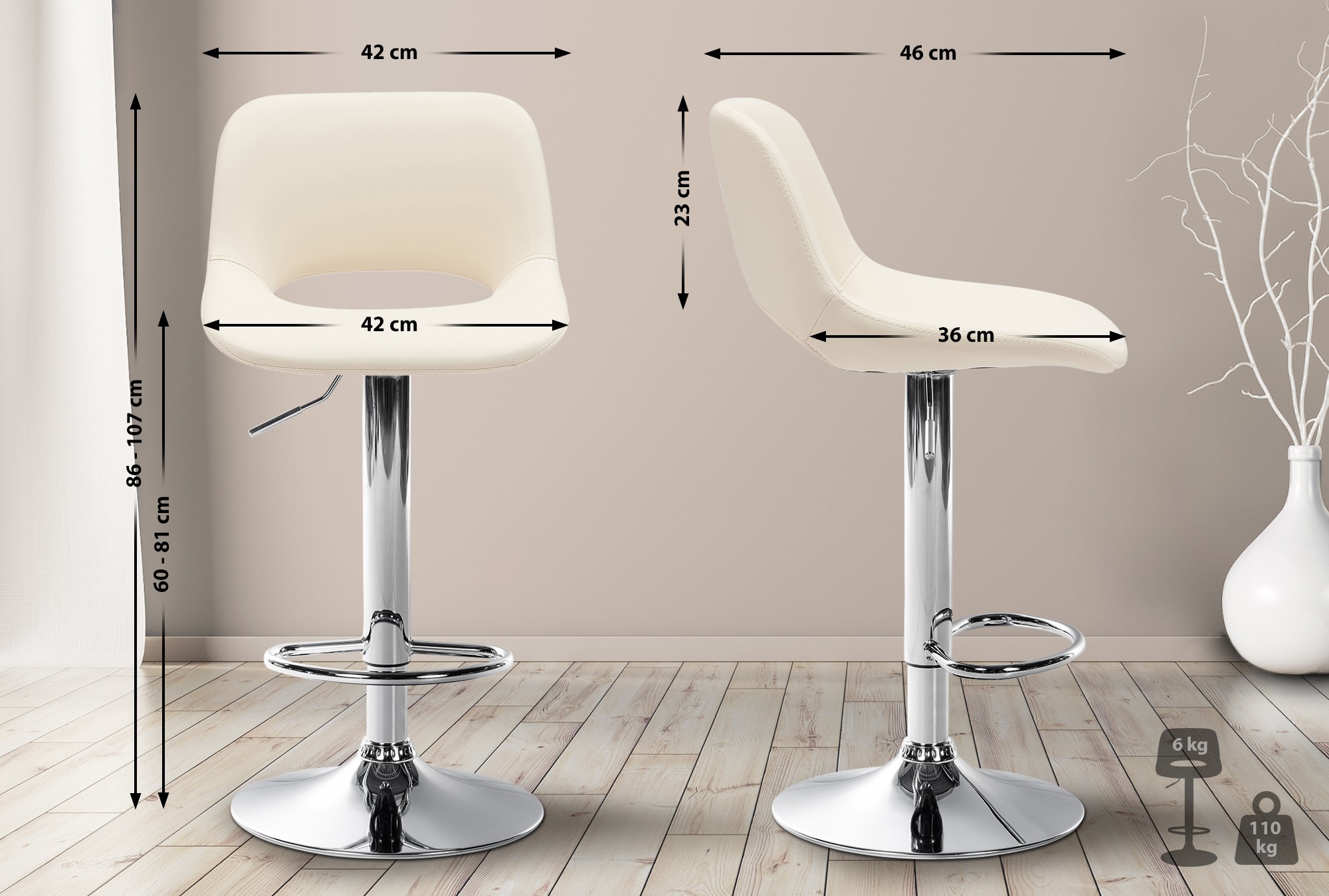 Set di 2 sgabelli da bar Camden in similpelle