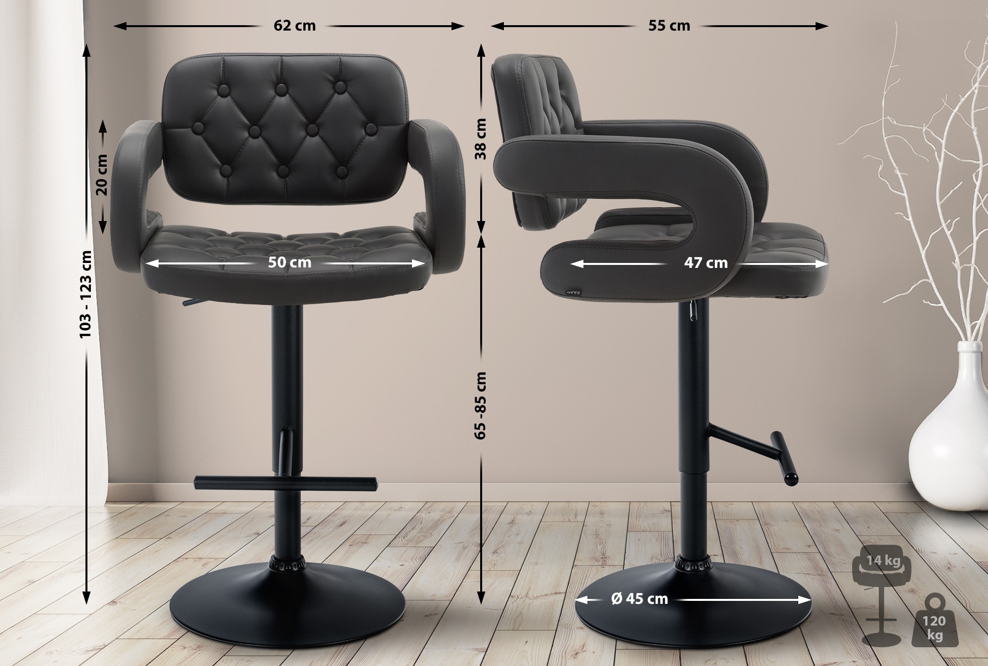 Sgabello Dublin in similpelle