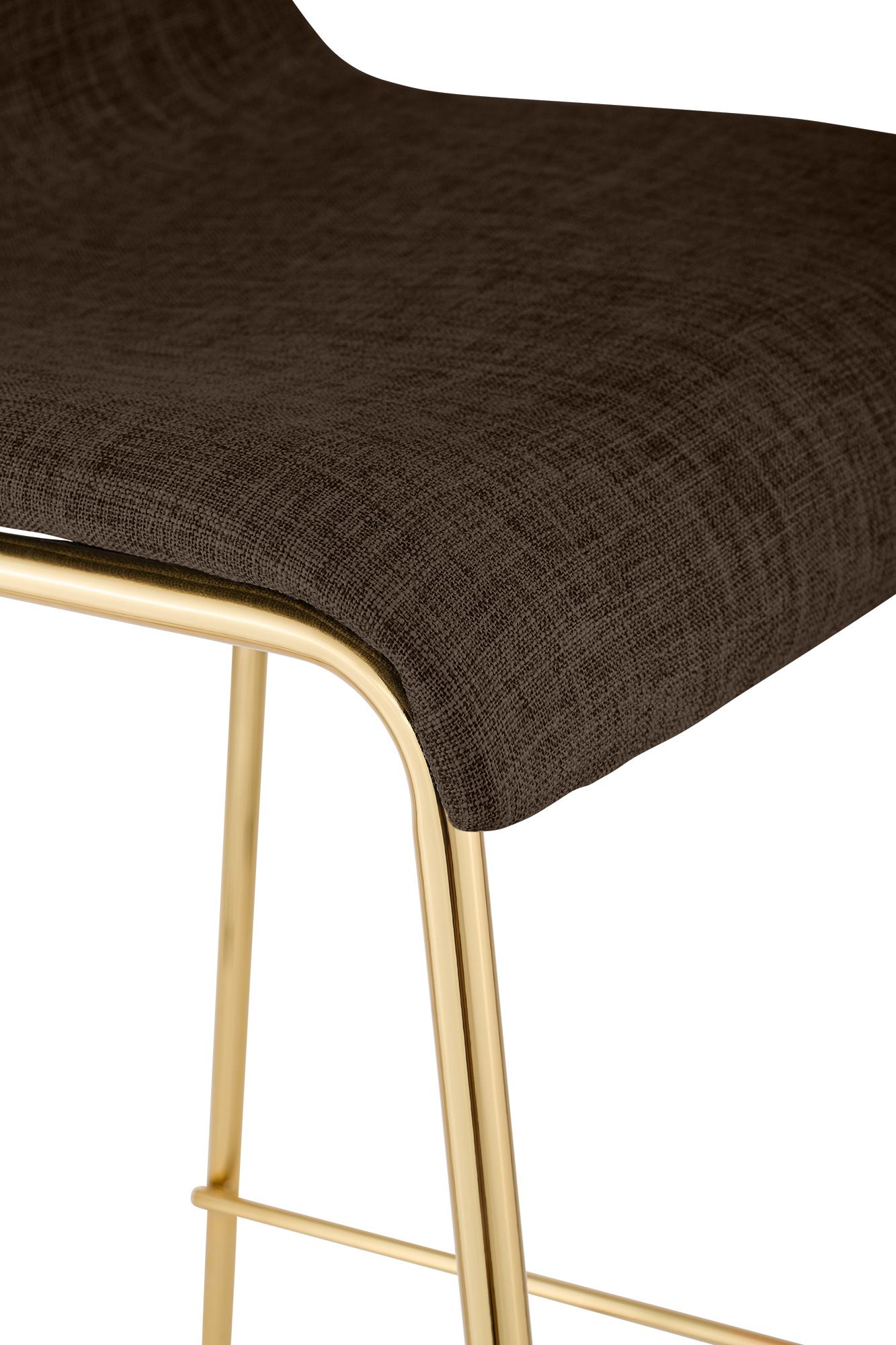 Set 2 Sgabelli Bar Hover in Tessuto, Gambe Effetto Oro