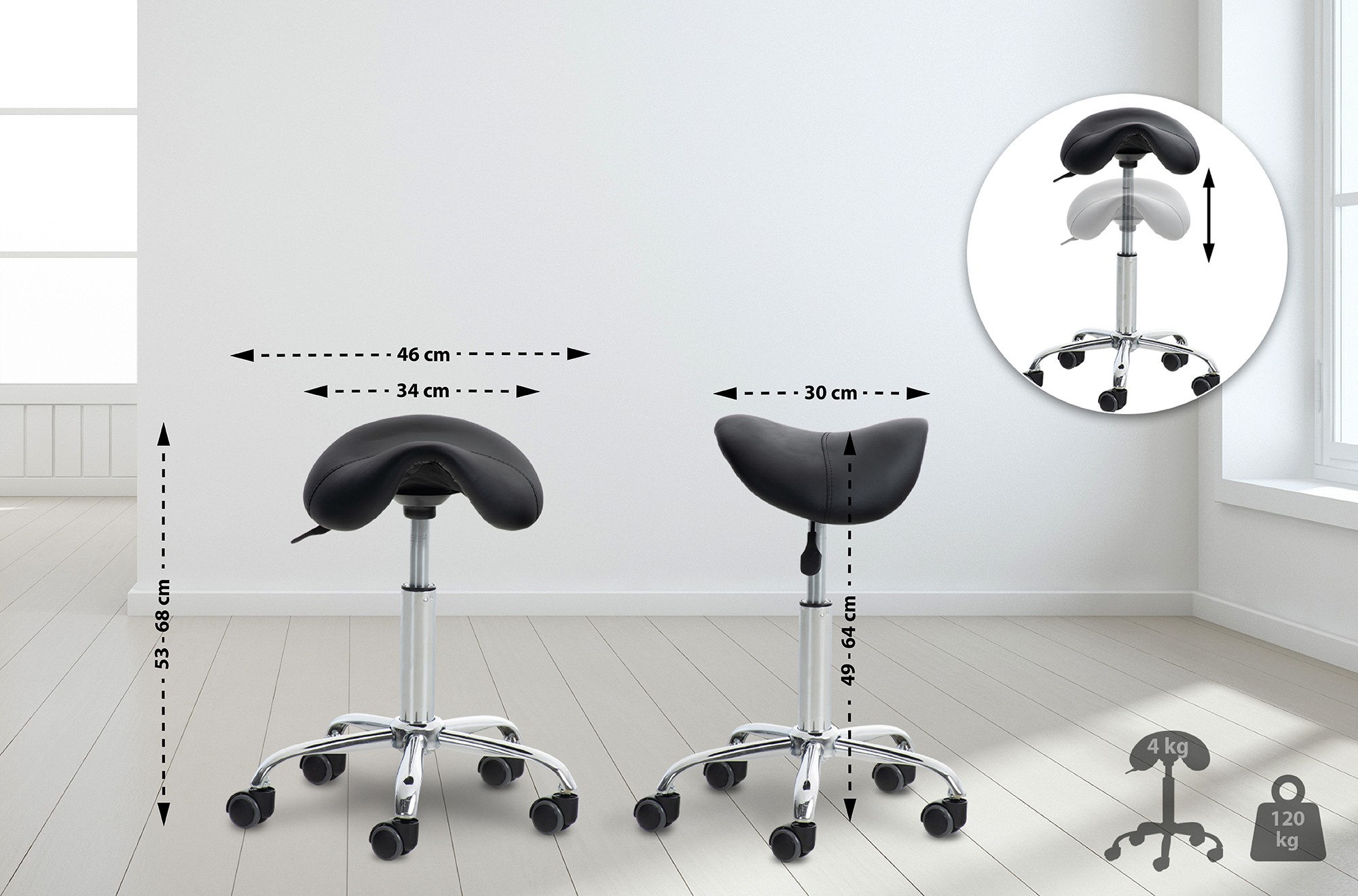 Set di 2 sgabelli da lavoro Reno in similpelle