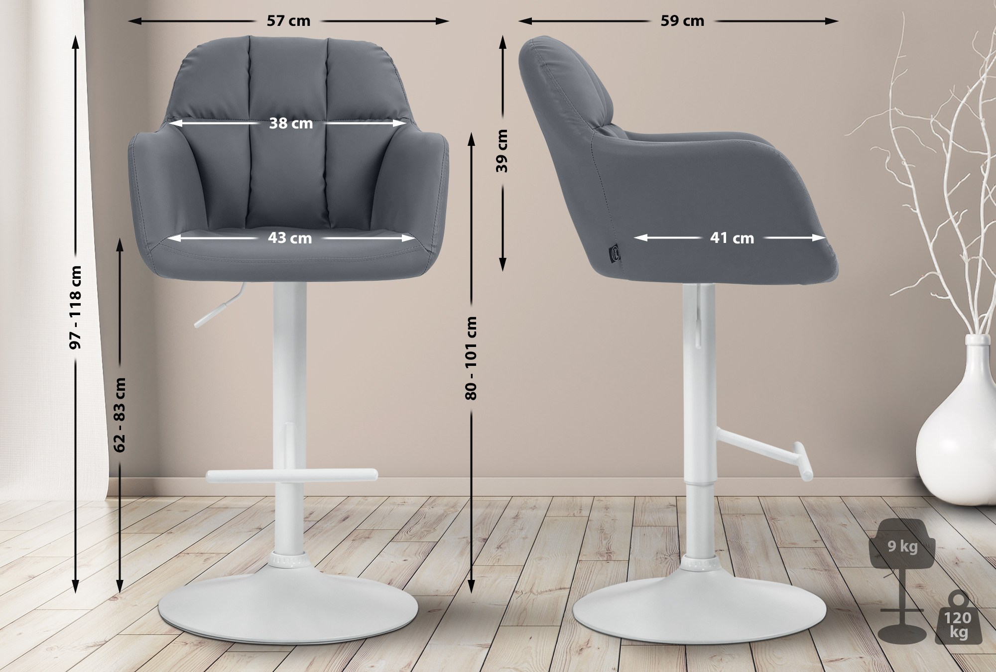 Sgabello da bar Natoma in similpelle