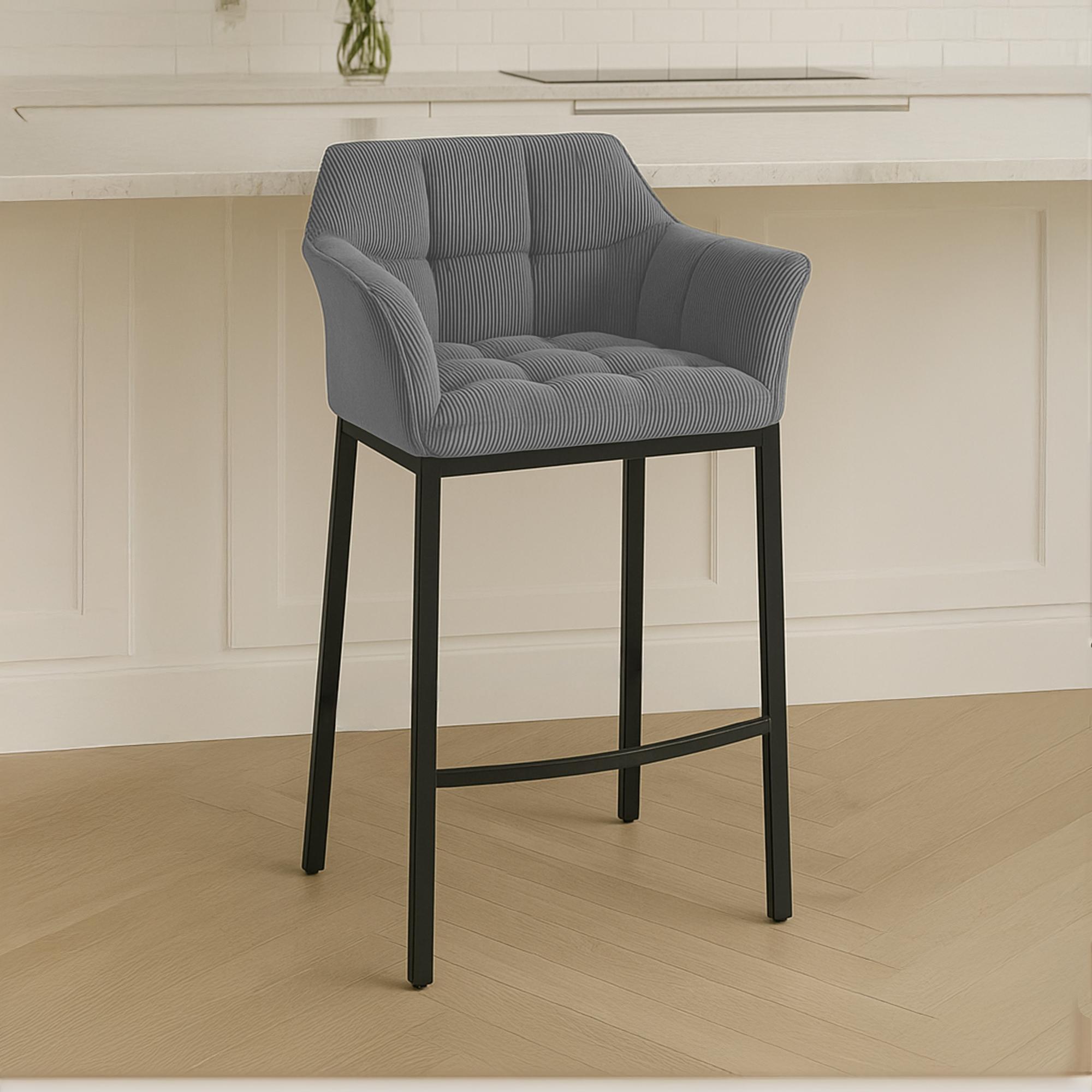 Sgabello Bar Damaso con Rivestimento In Corda e Base a Quattro Gambe