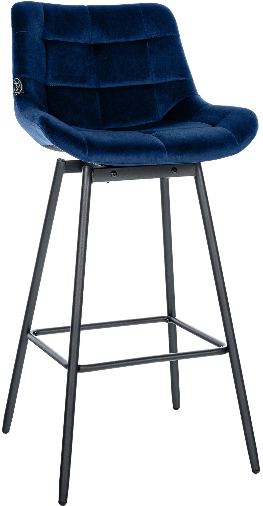 Sgabello da bar Weston girevole 180° con schienale e seduta imbottita, struttura in metallo