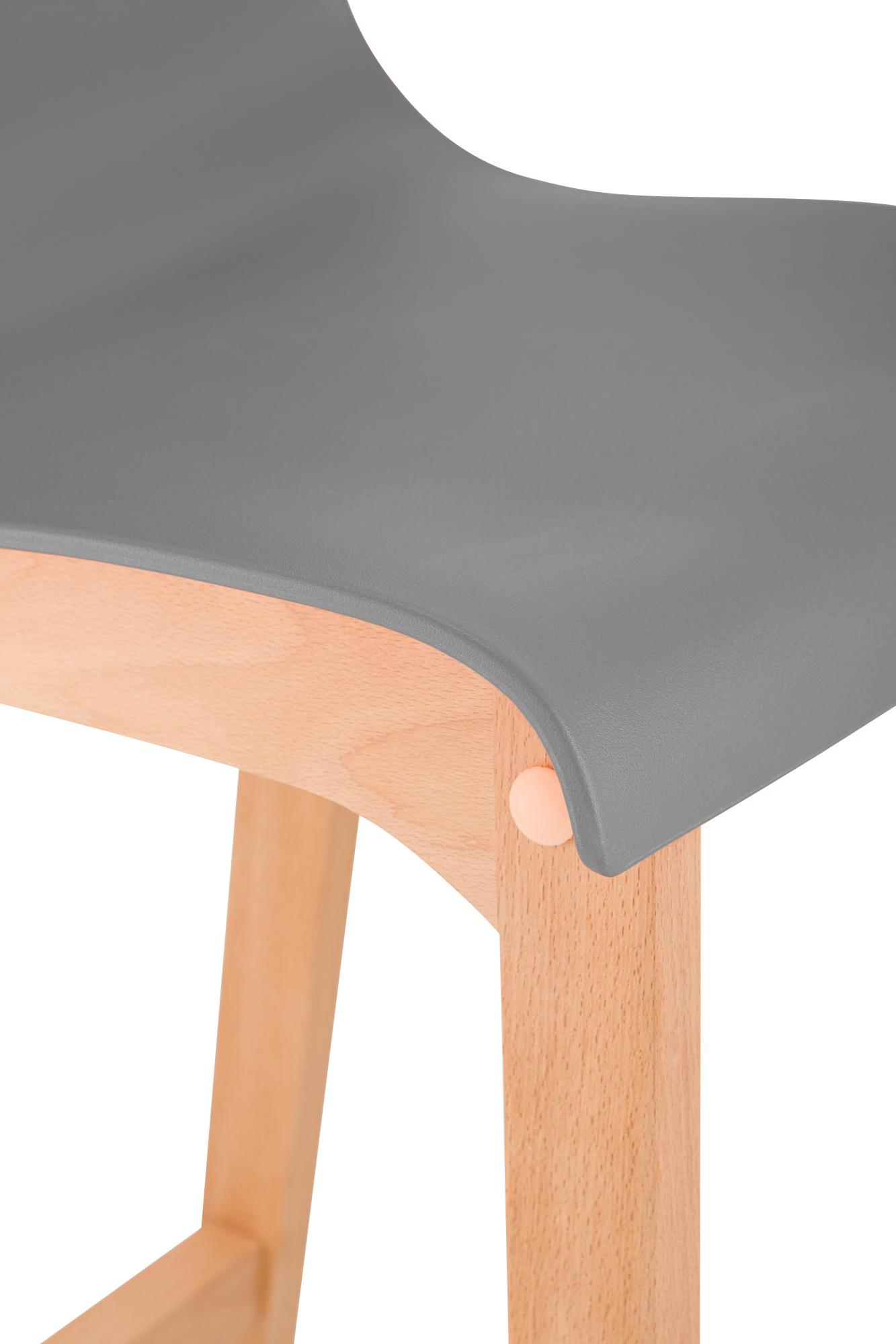 Sgabello da Bar Hover con Seduta in Plastica e Telaio in Legno Natura