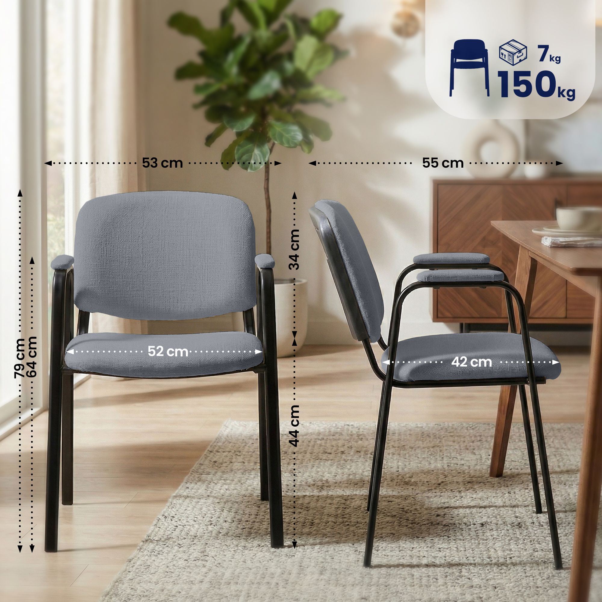 Set 4 Sedie Impilabili Ken Pro in Tessuto