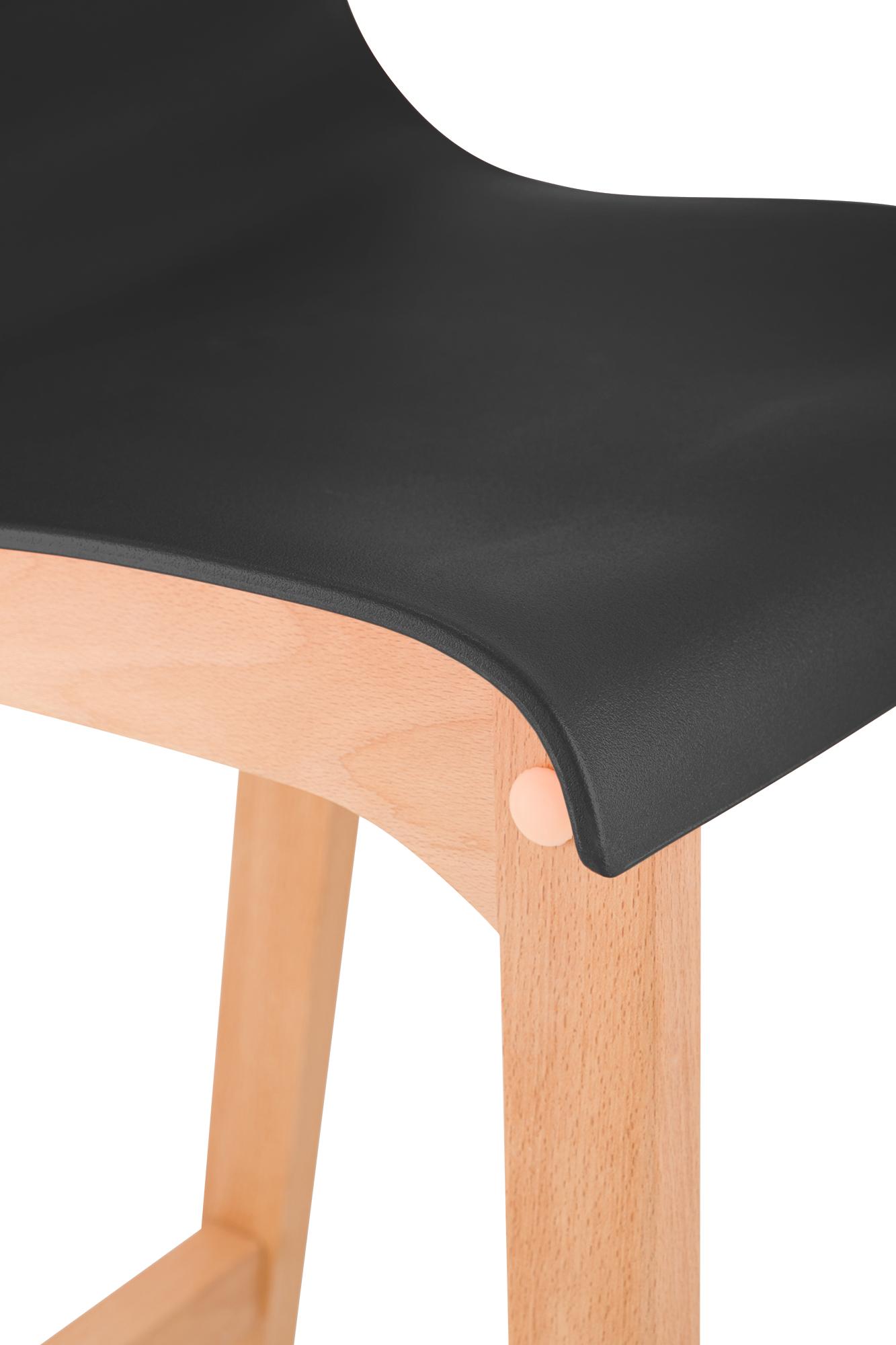 Sgabello da Bar Hover con Seduta in Plastica e Telaio in Legno Natura