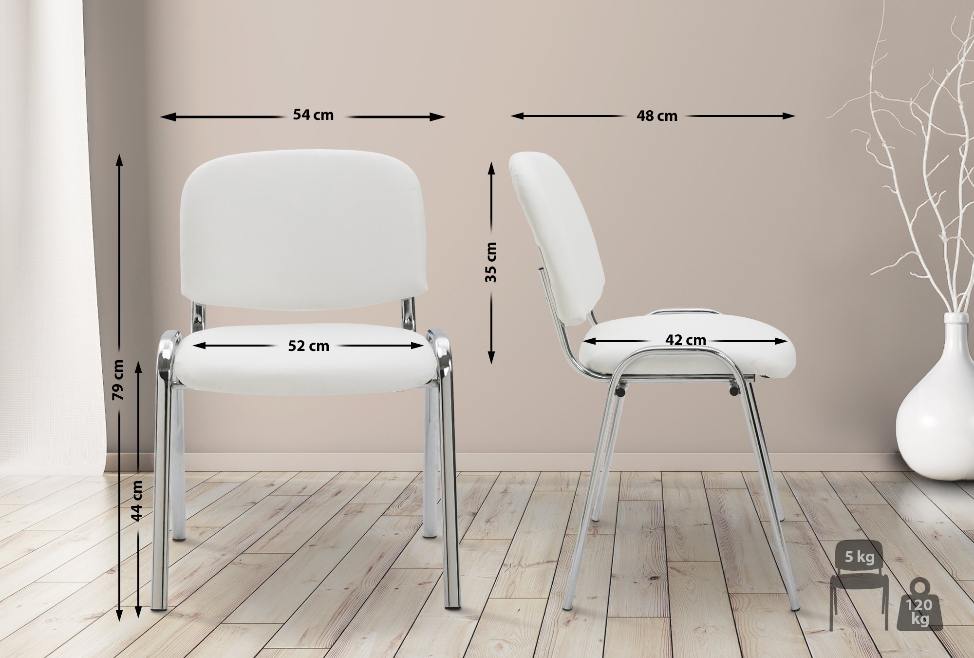 Sedia ospite impilabile KEN in similpelle