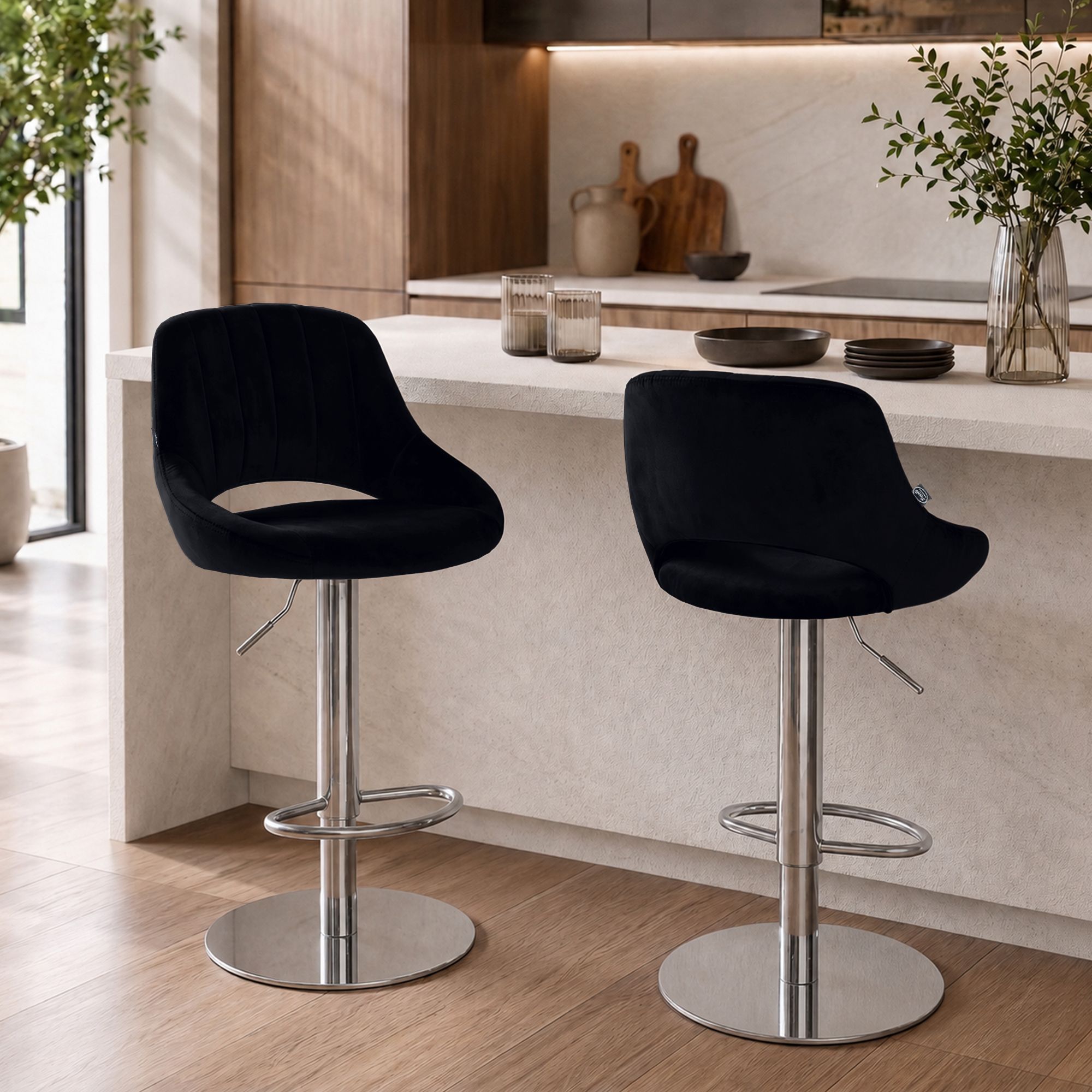 Set di 2 sgabelli da bar Milet cromati con base extra pesante