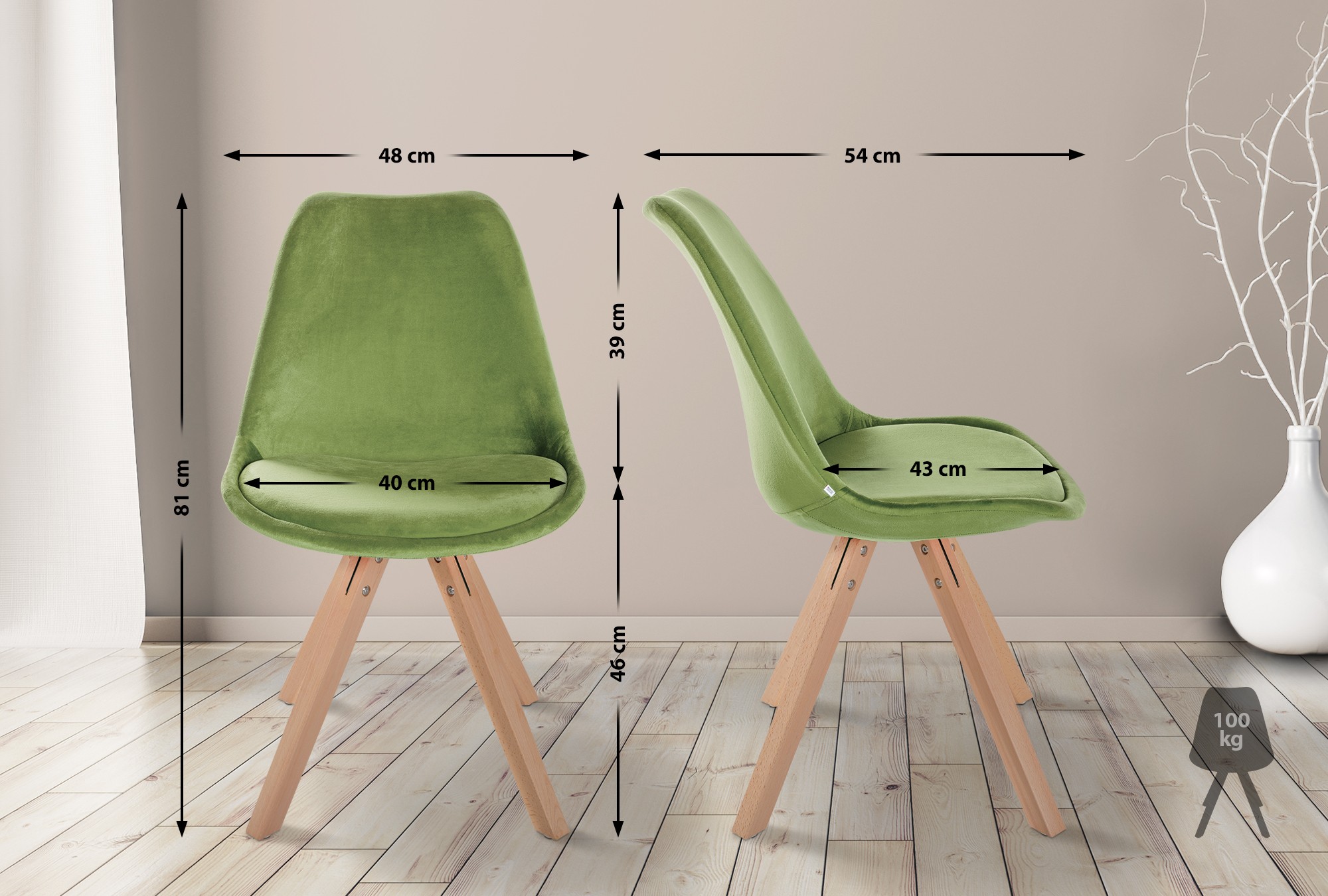 Set di 4 sedie Sofia Velvet